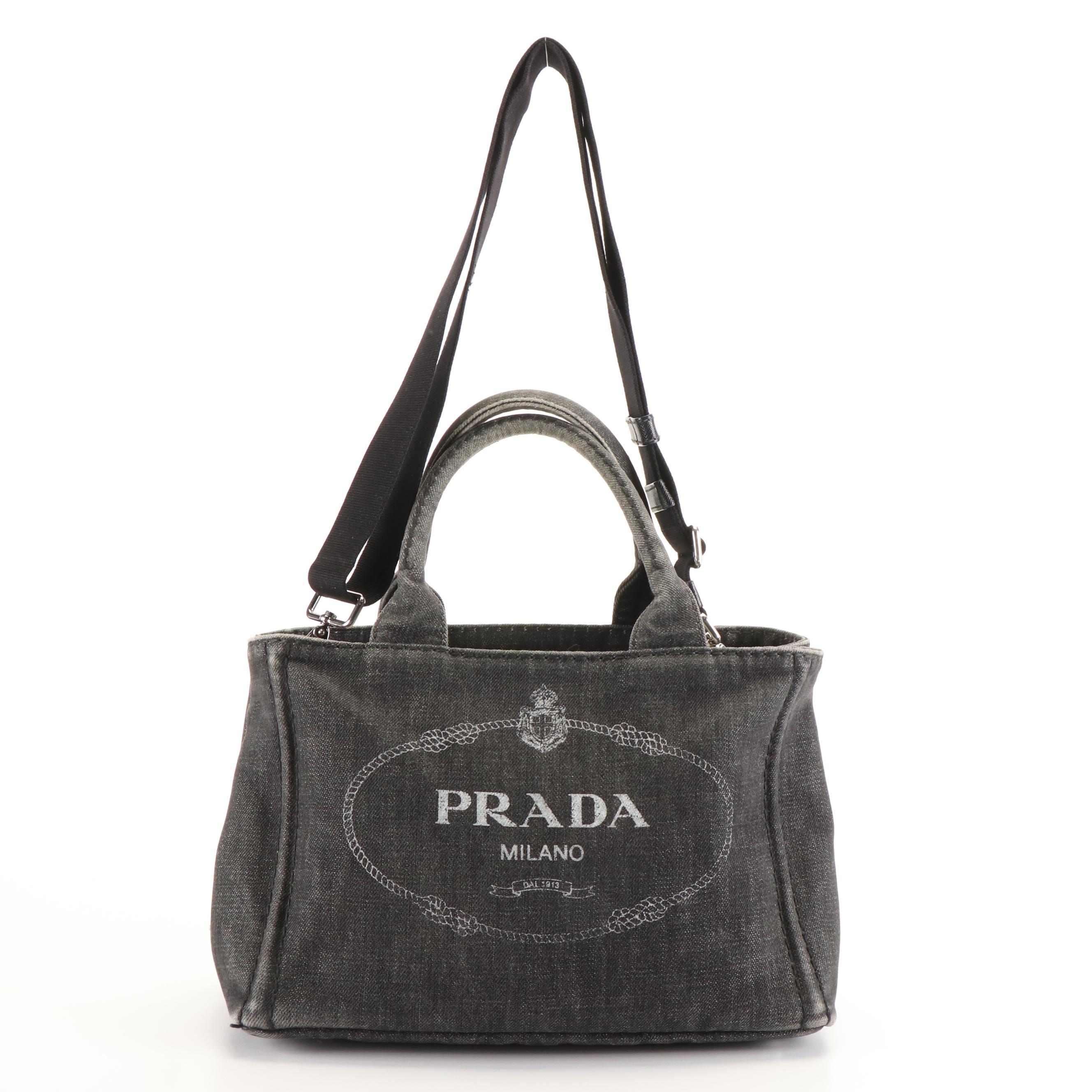 Prada Canapa Denim Tote Handbag