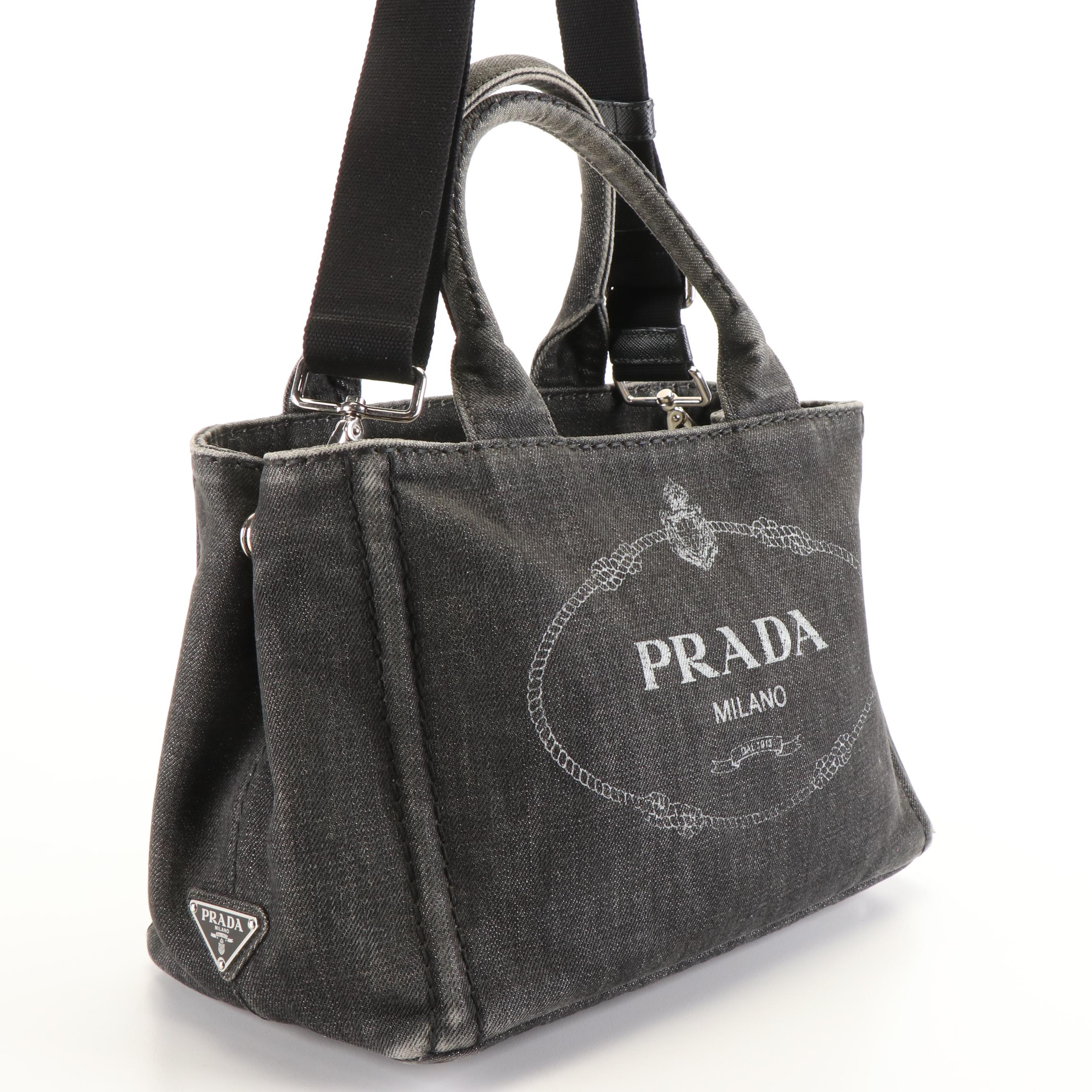 Prada Canapa Denim Tote Handbag