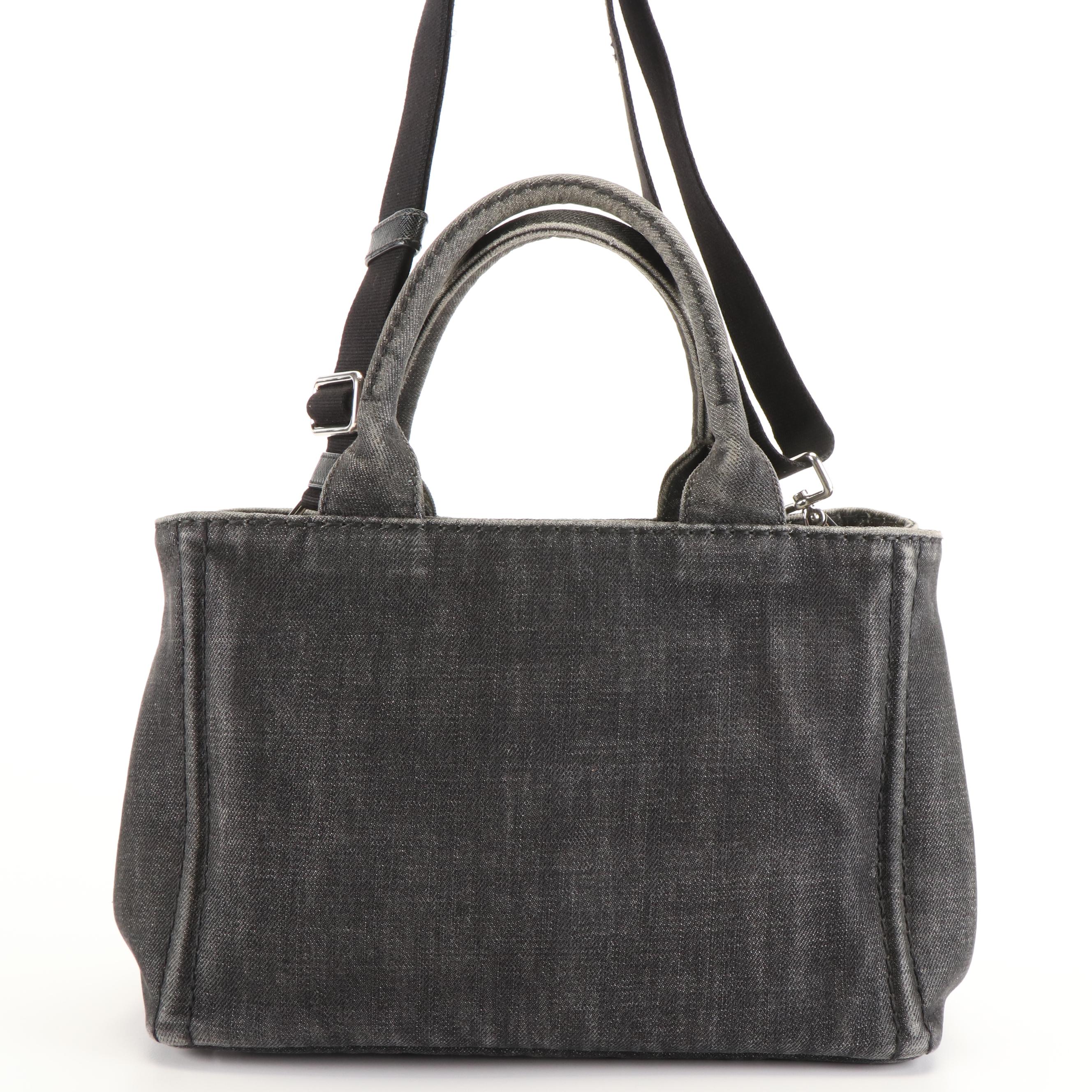 Prada Canapa Denim Tote Handbag