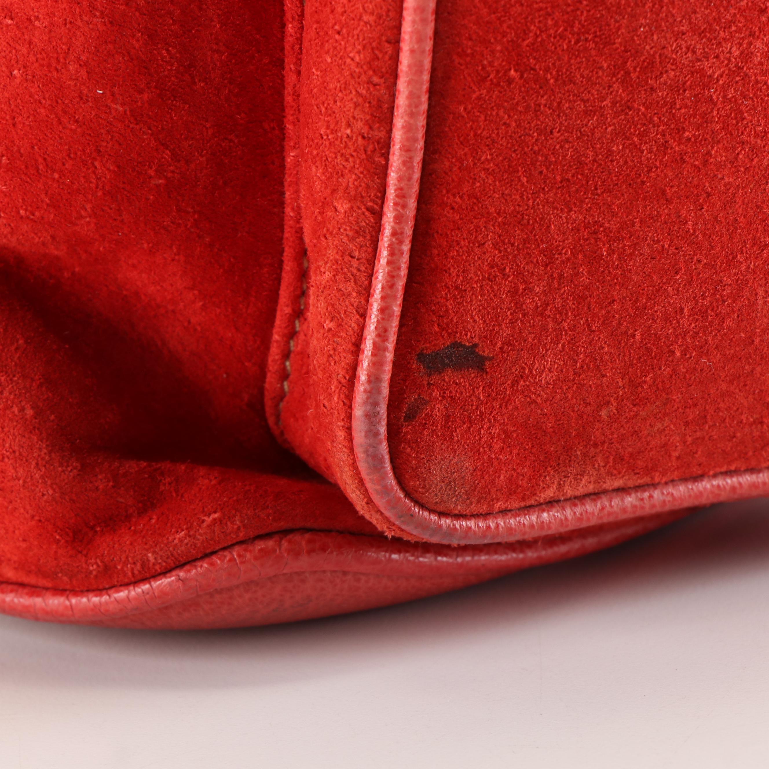 Gucci Bamboo Drawstring Backpack in Red Suede and Leather