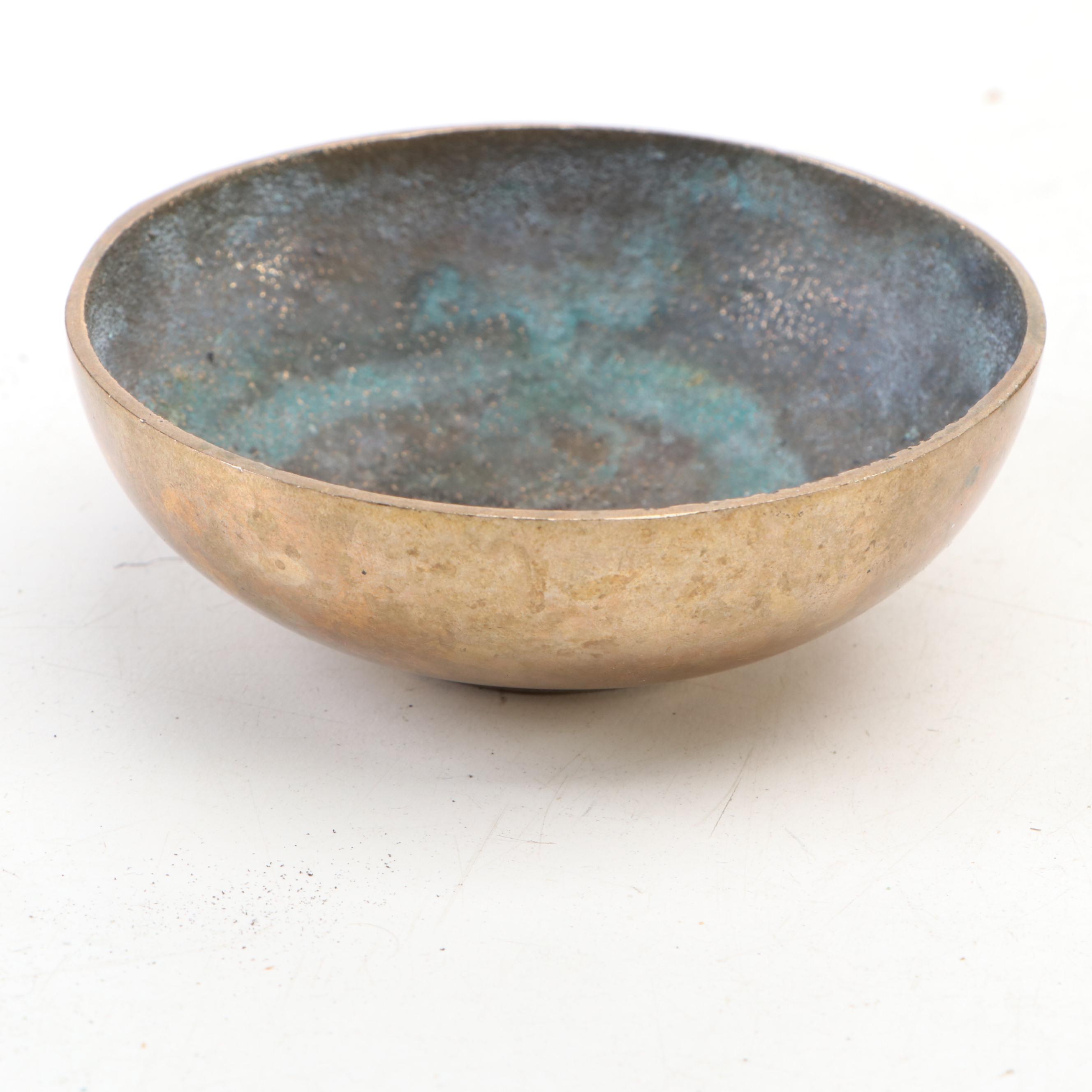 Brass Plumb Bob with 500 Gram Scale Weight & Bowls, Silver Plate Pounce Pot