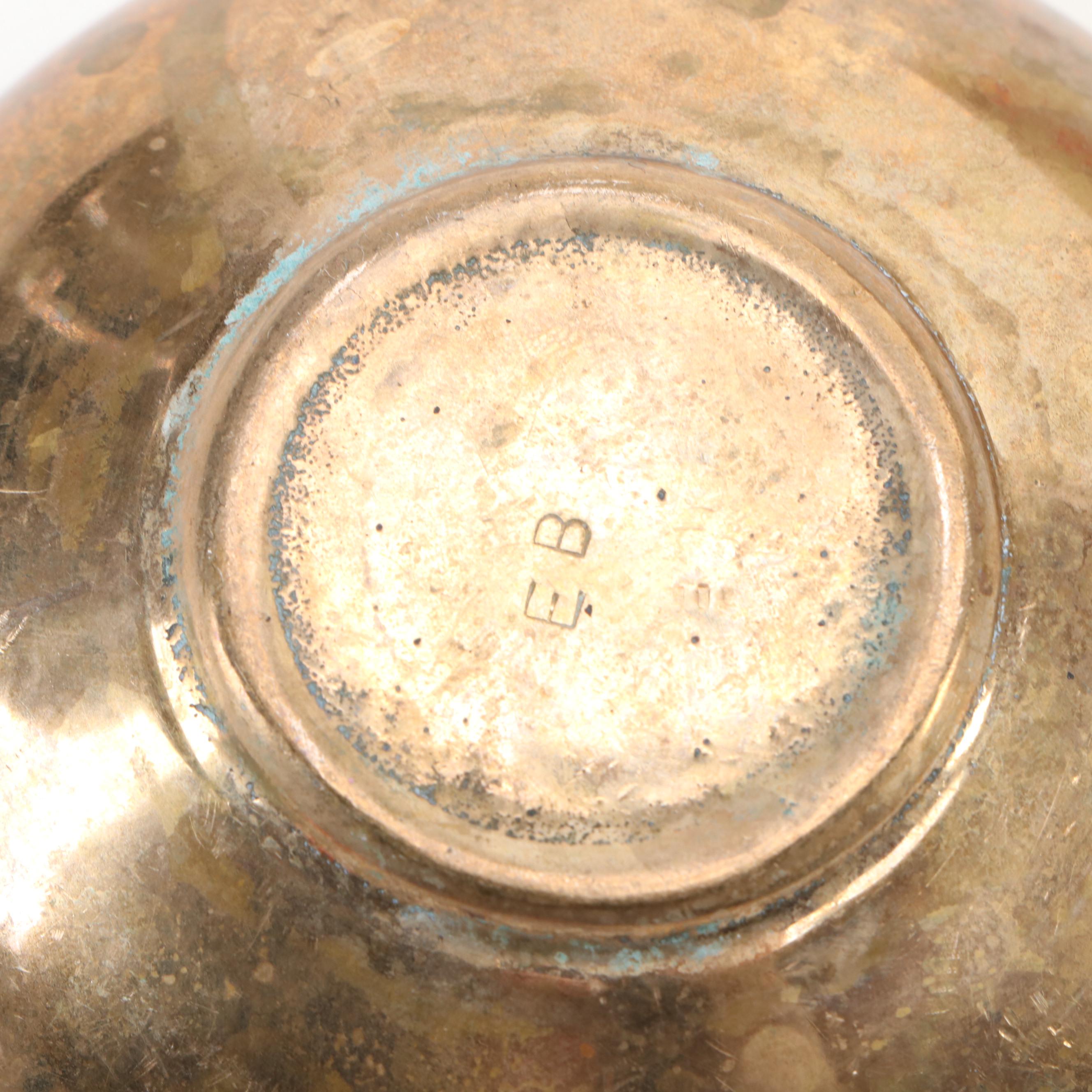 Brass Plumb Bob with 500 Gram Scale Weight & Bowls, Silver Plate Pounce Pot