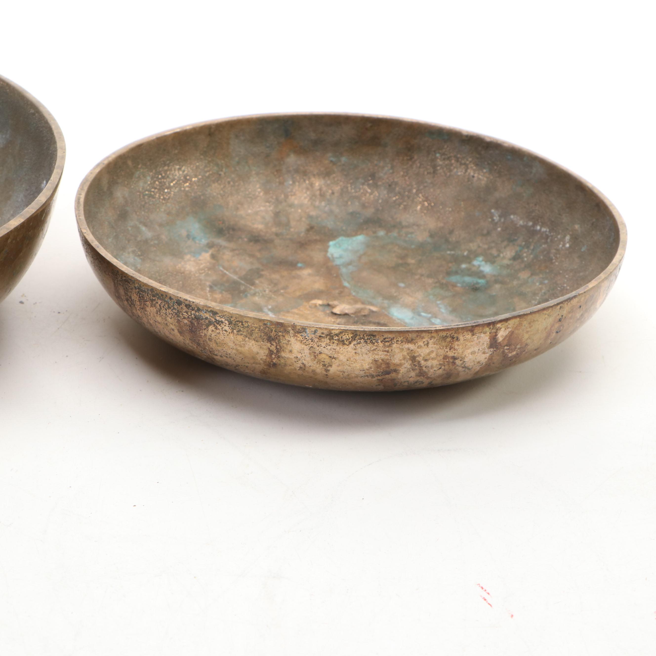 Brass Plumb Bob with 500 Gram Scale Weight & Bowls, Silver Plate Pounce Pot