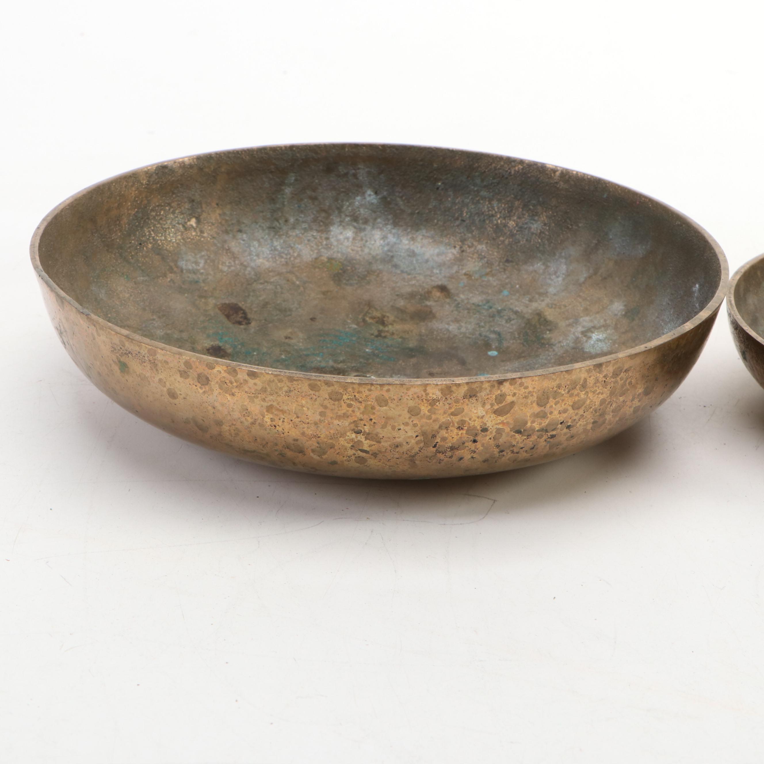 Brass Plumb Bob with 500 Gram Scale Weight & Bowls, Silver Plate Pounce Pot