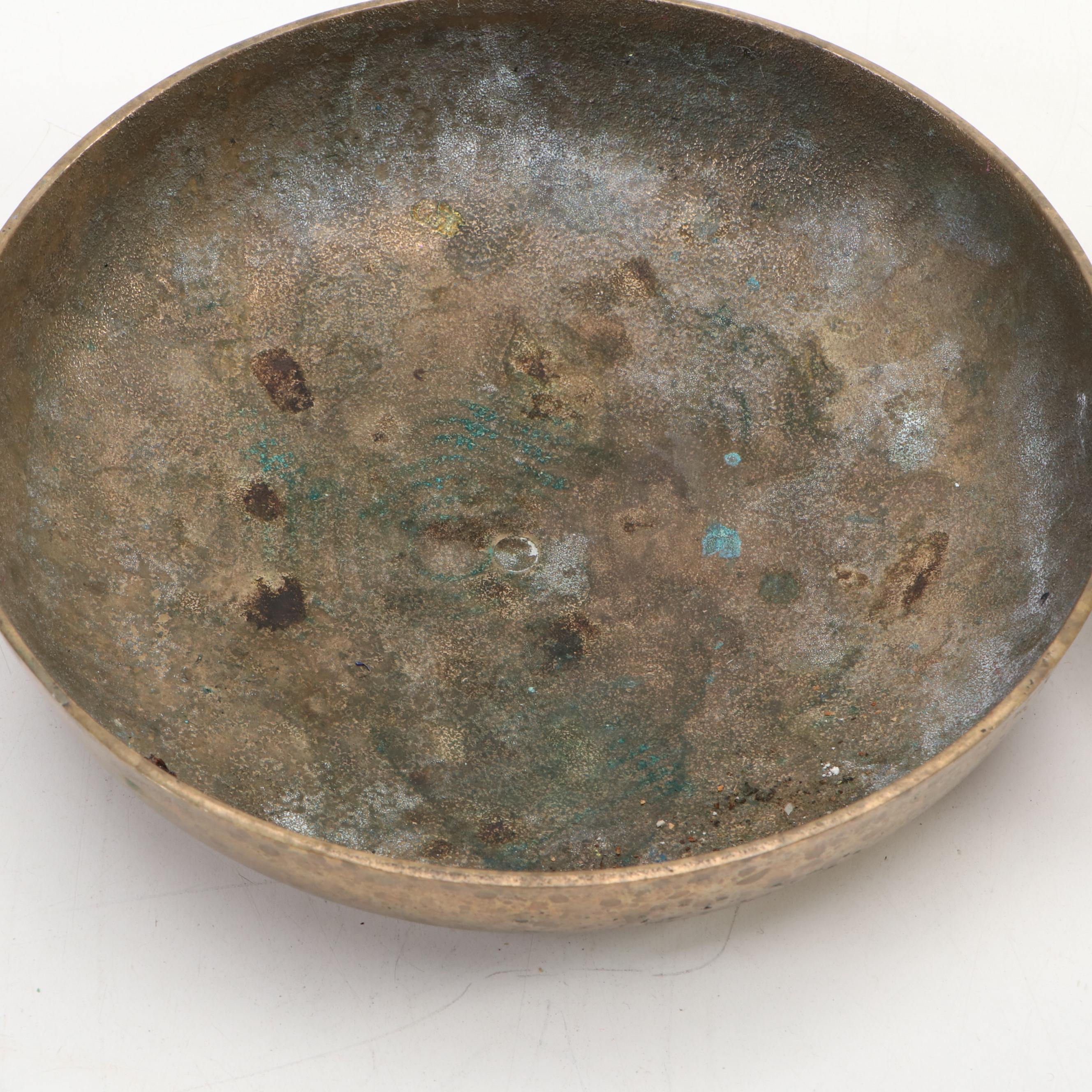 Brass Plumb Bob with 500 Gram Scale Weight & Bowls, Silver Plate Pounce Pot