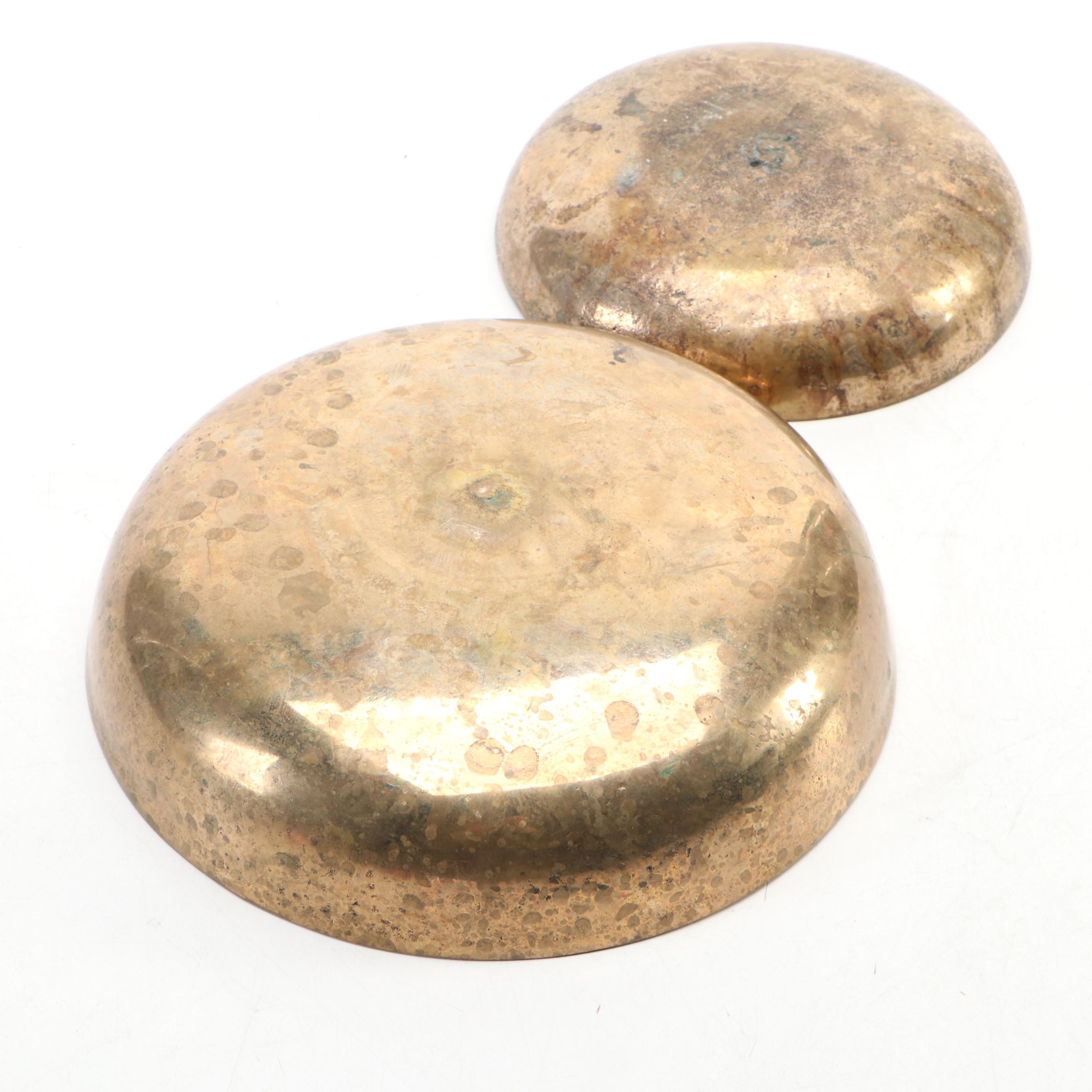 Brass Plumb Bob with 500 Gram Scale Weight & Bowls, Silver Plate Pounce Pot