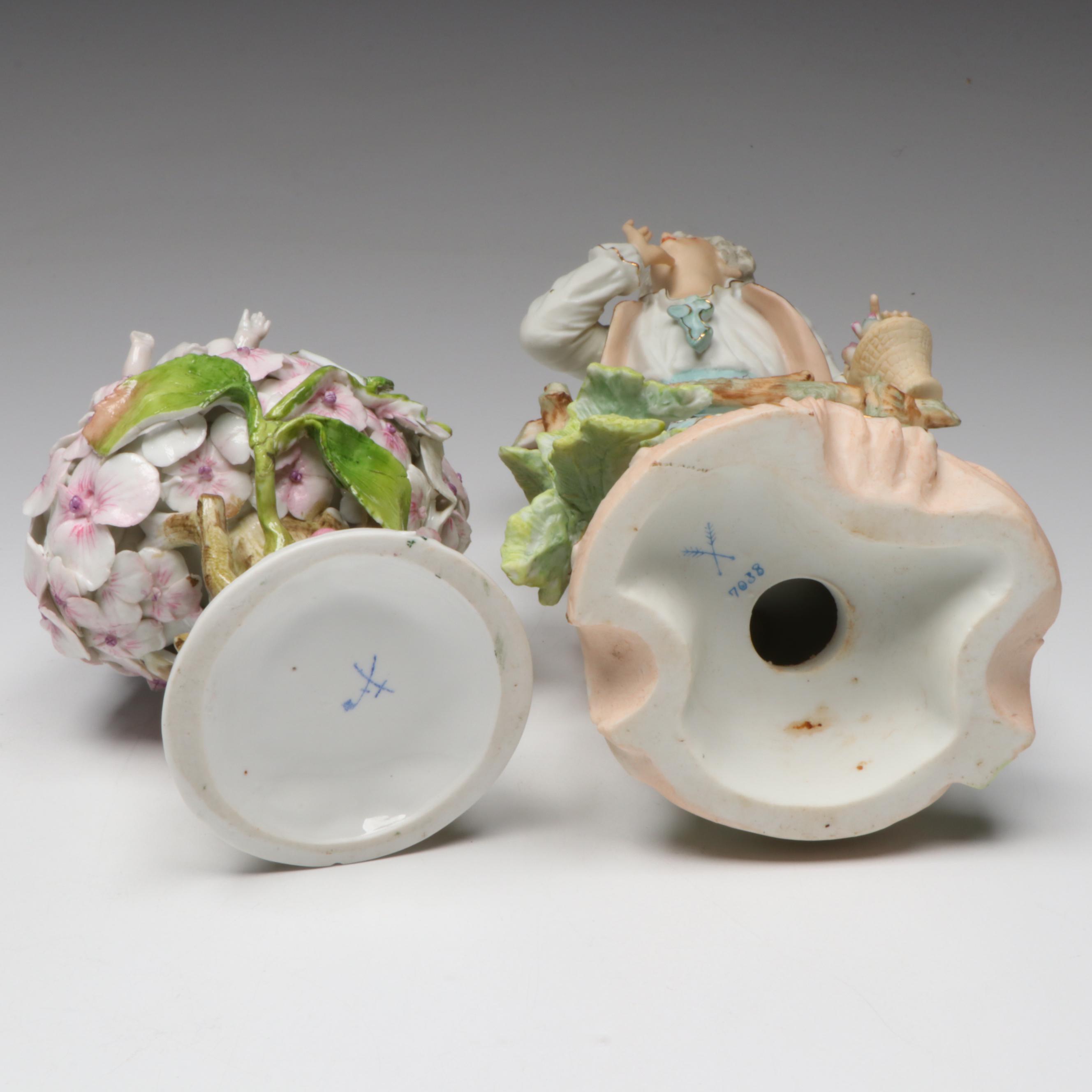 Arnart German Style Bisque Figurine with Other Elfinware Style Vase