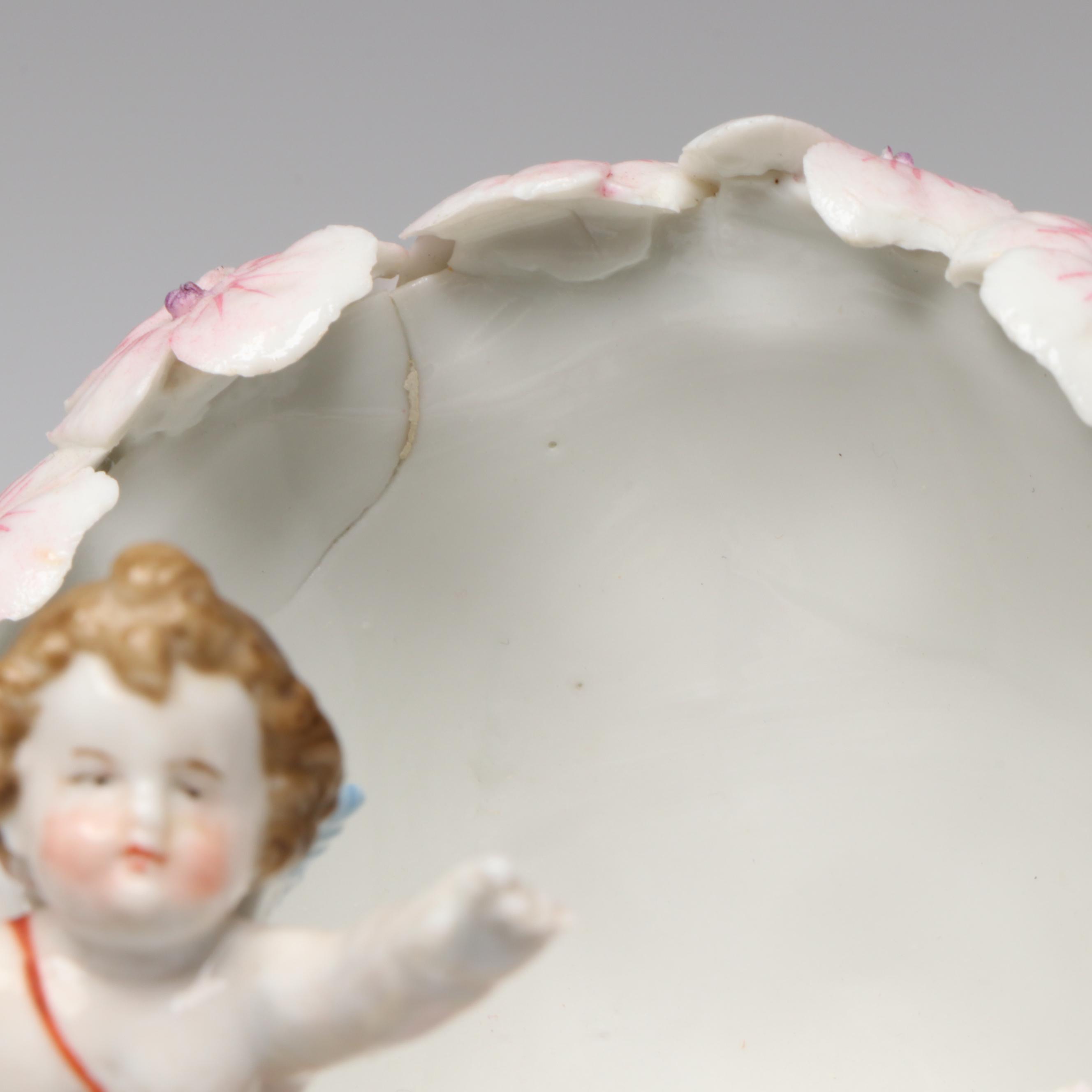 Arnart German Style Bisque Figurine with Other Elfinware Style Vase