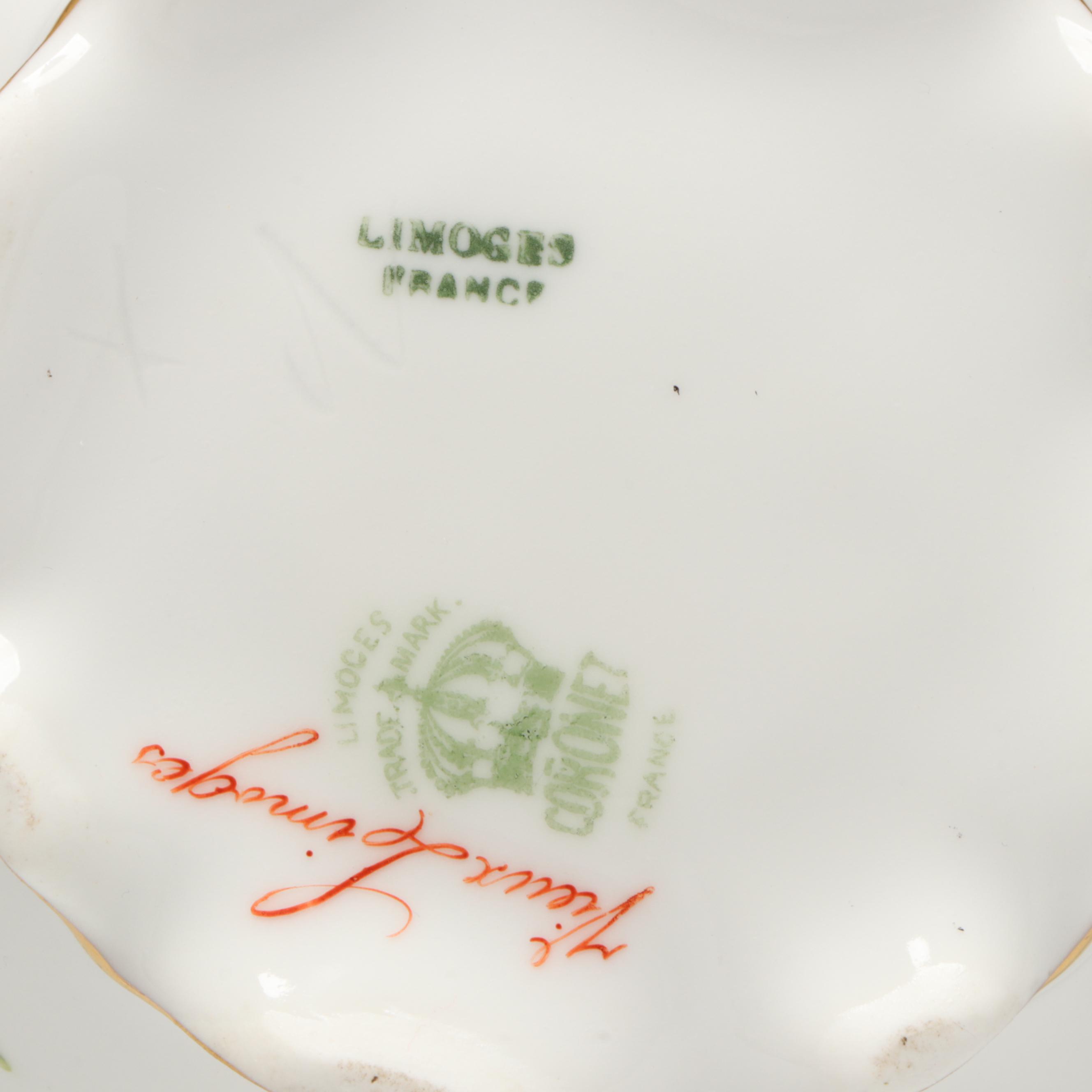 Coronet Limoges Porcelain Chocolate Pot with Other Teacup, Saucer & Candlesticks