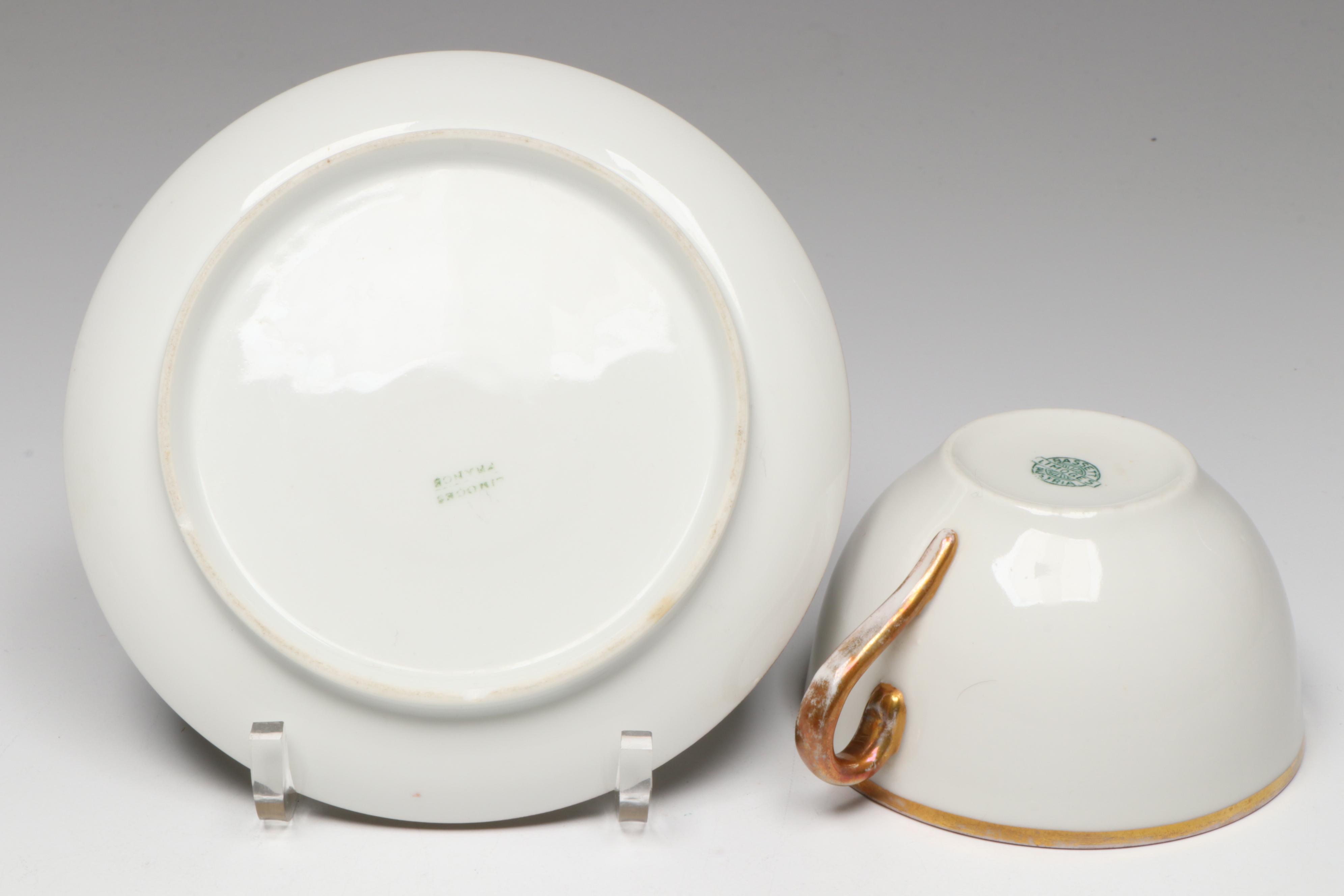 Coronet Limoges Porcelain Chocolate Pot with Other Teacup, Saucer & Candlesticks