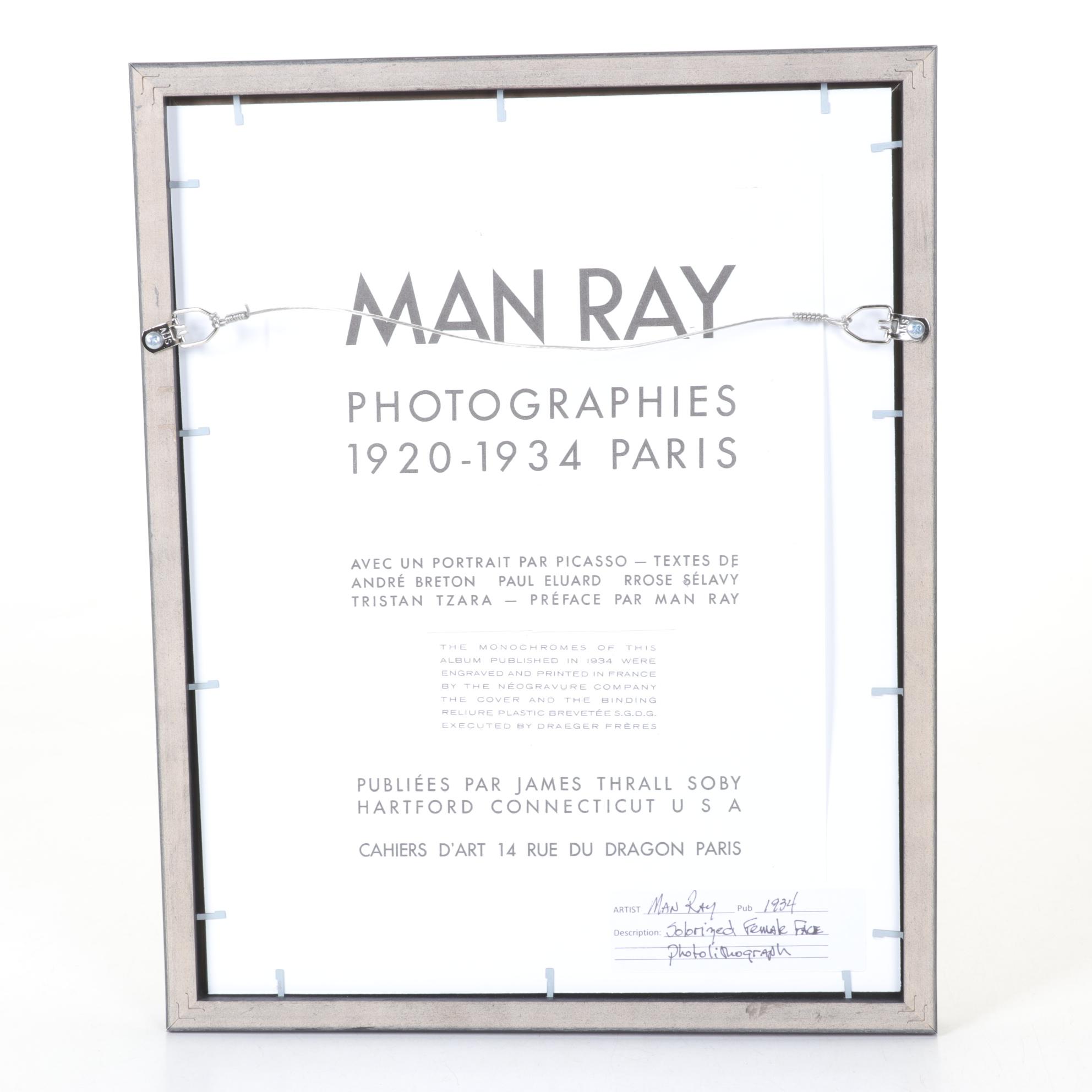 Man Ray Solarized Portrait Photogravure, 1934