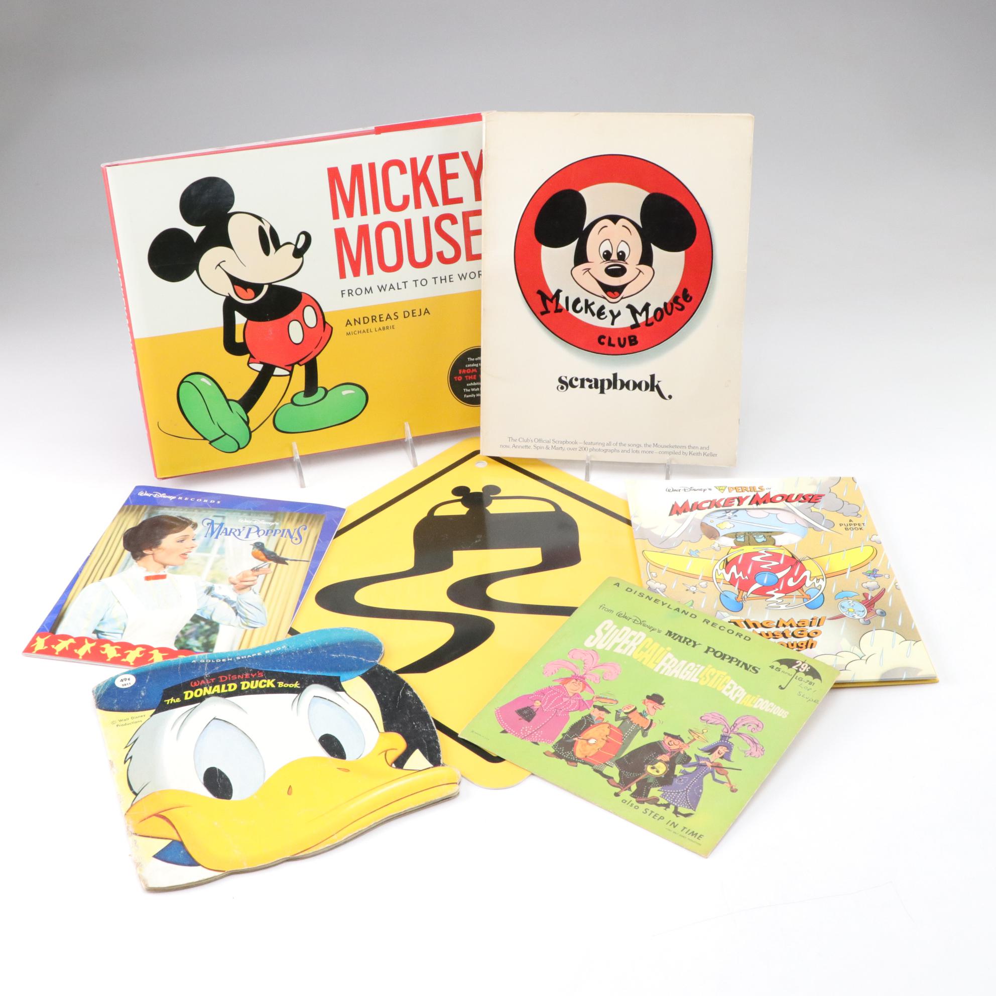 Disney "Mickey Mouse Club Scrapbook", "Mary Poppins" Book with Record,  and More