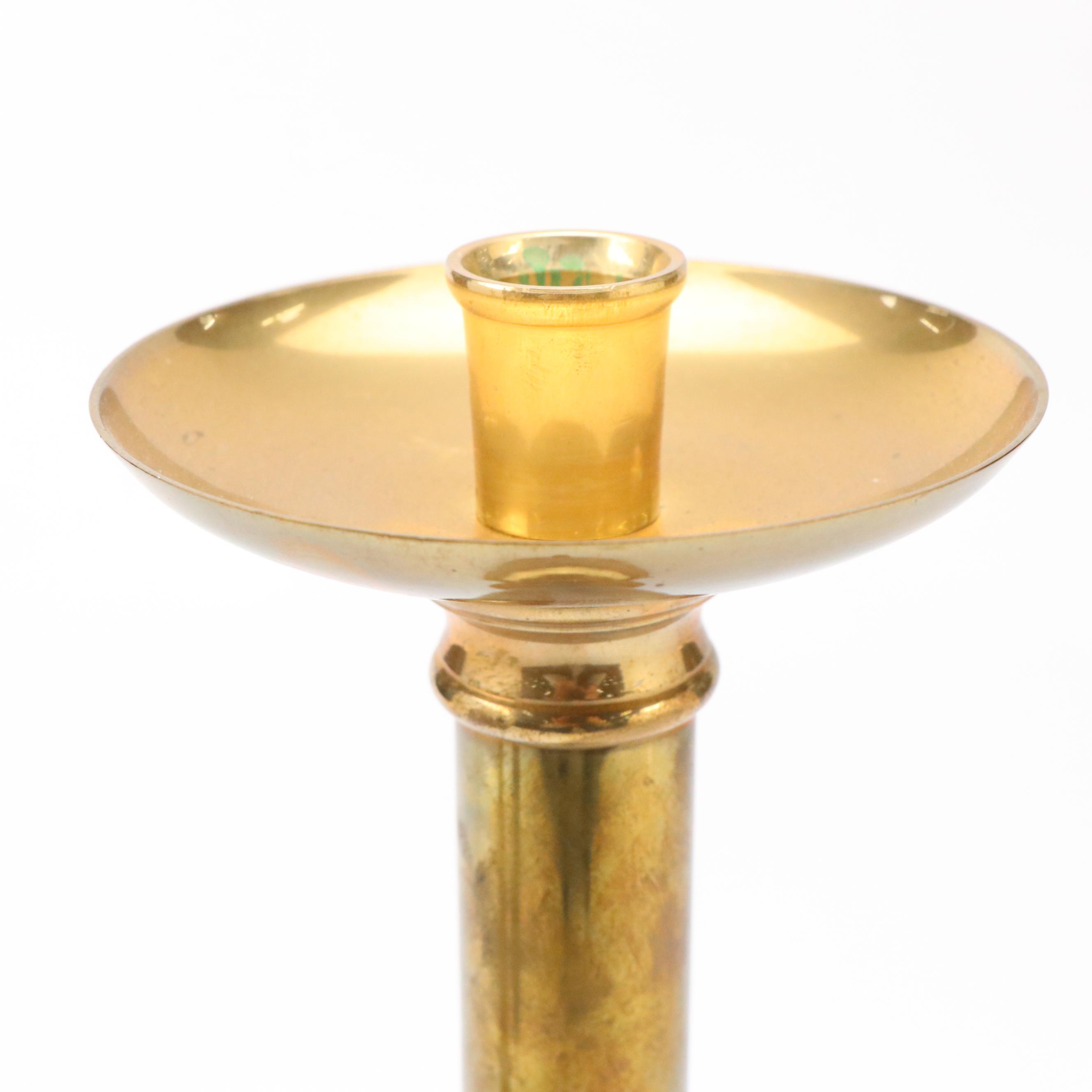 Karl Hagenauer Art Deco Matchstick Holder with Brass Candlesticks