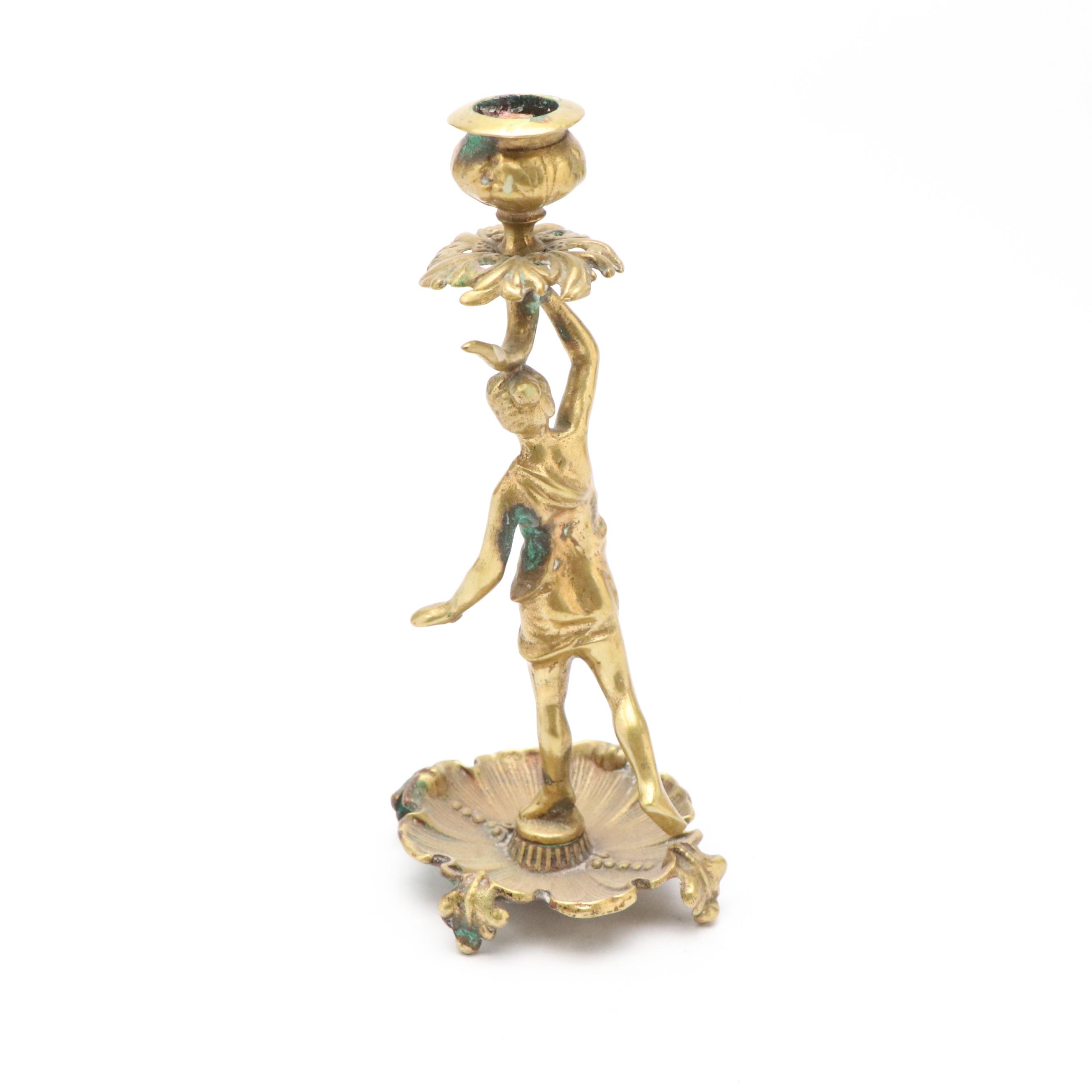 Karl Hagenauer Art Deco Matchstick Holder with Brass Candlesticks