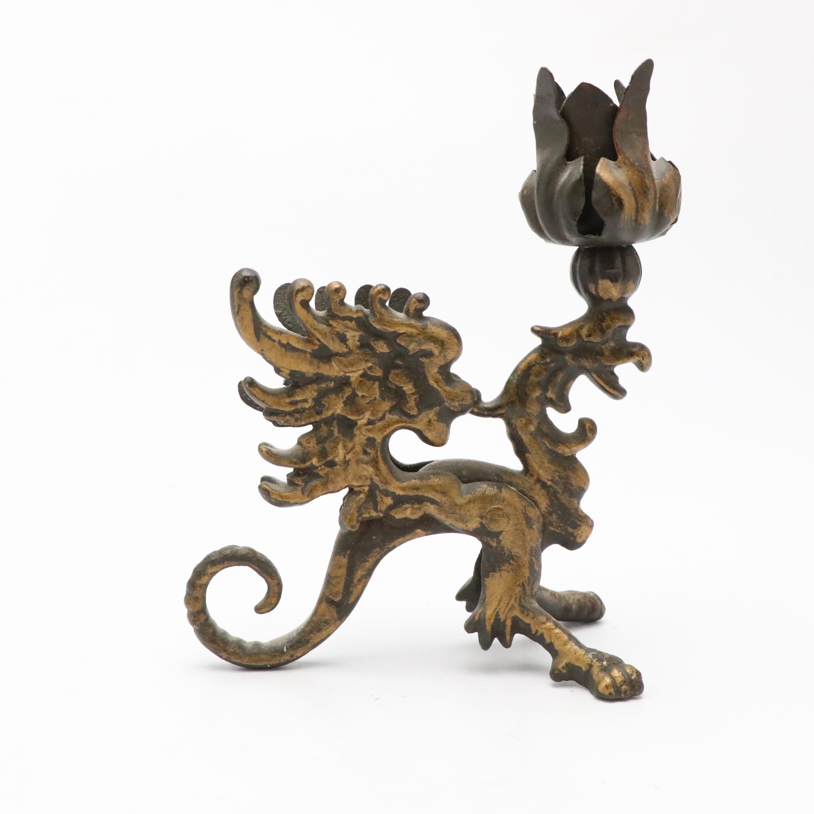 Karl Hagenauer Art Deco Matchstick Holder with Brass Candlesticks