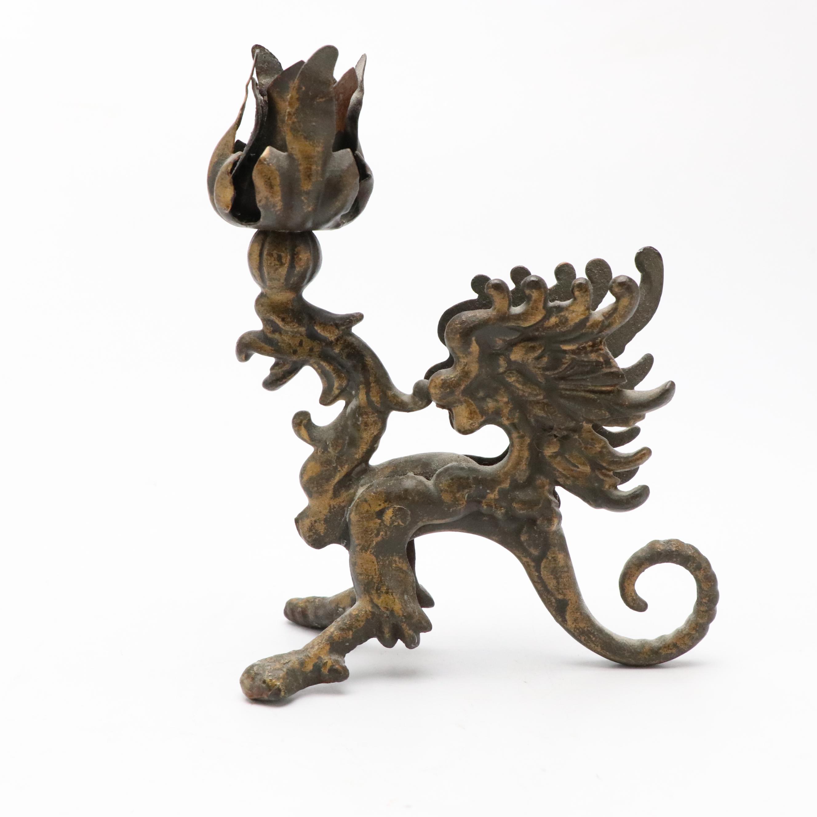 Karl Hagenauer Art Deco Matchstick Holder with Brass Candlesticks