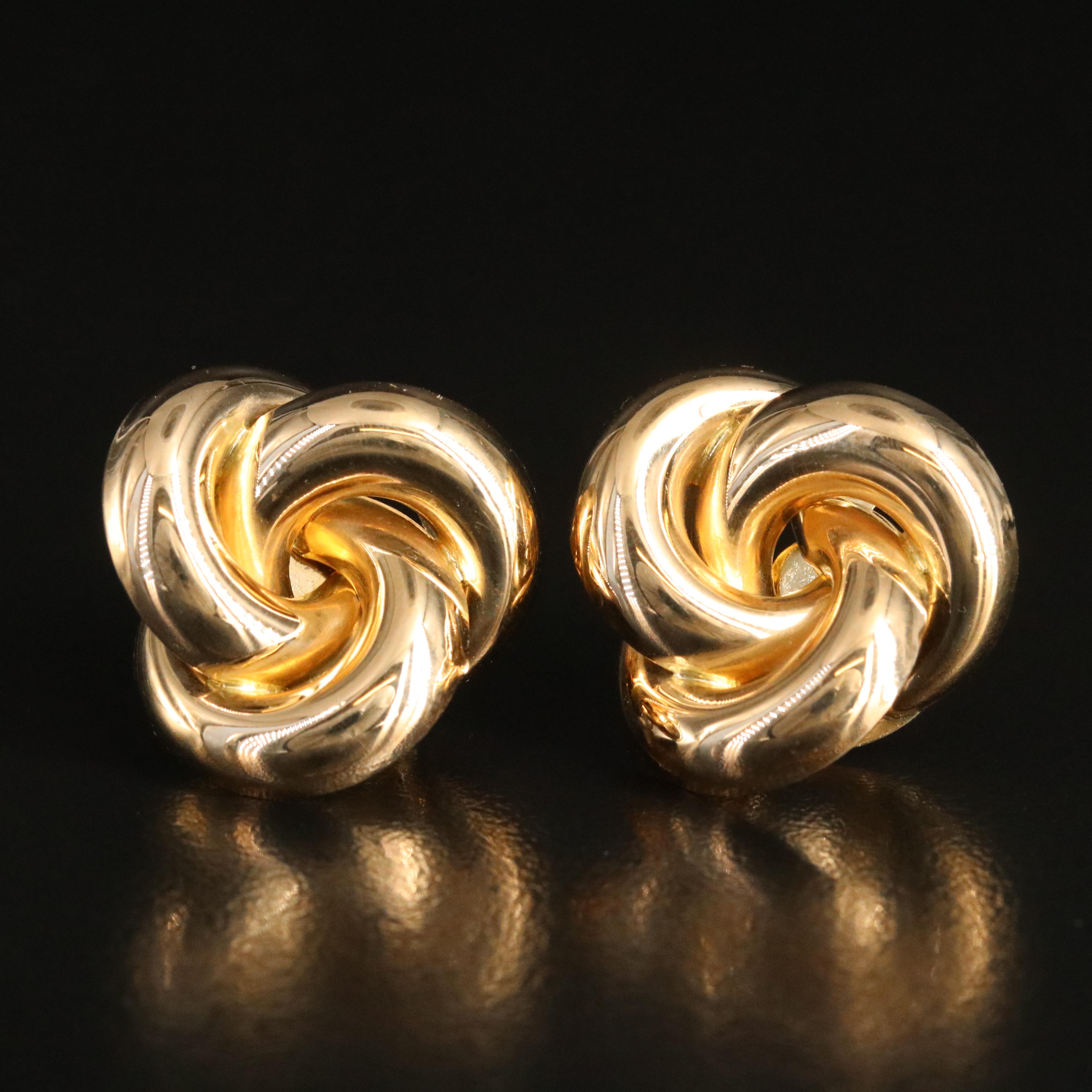 14K Trinity Knot Button Earrings