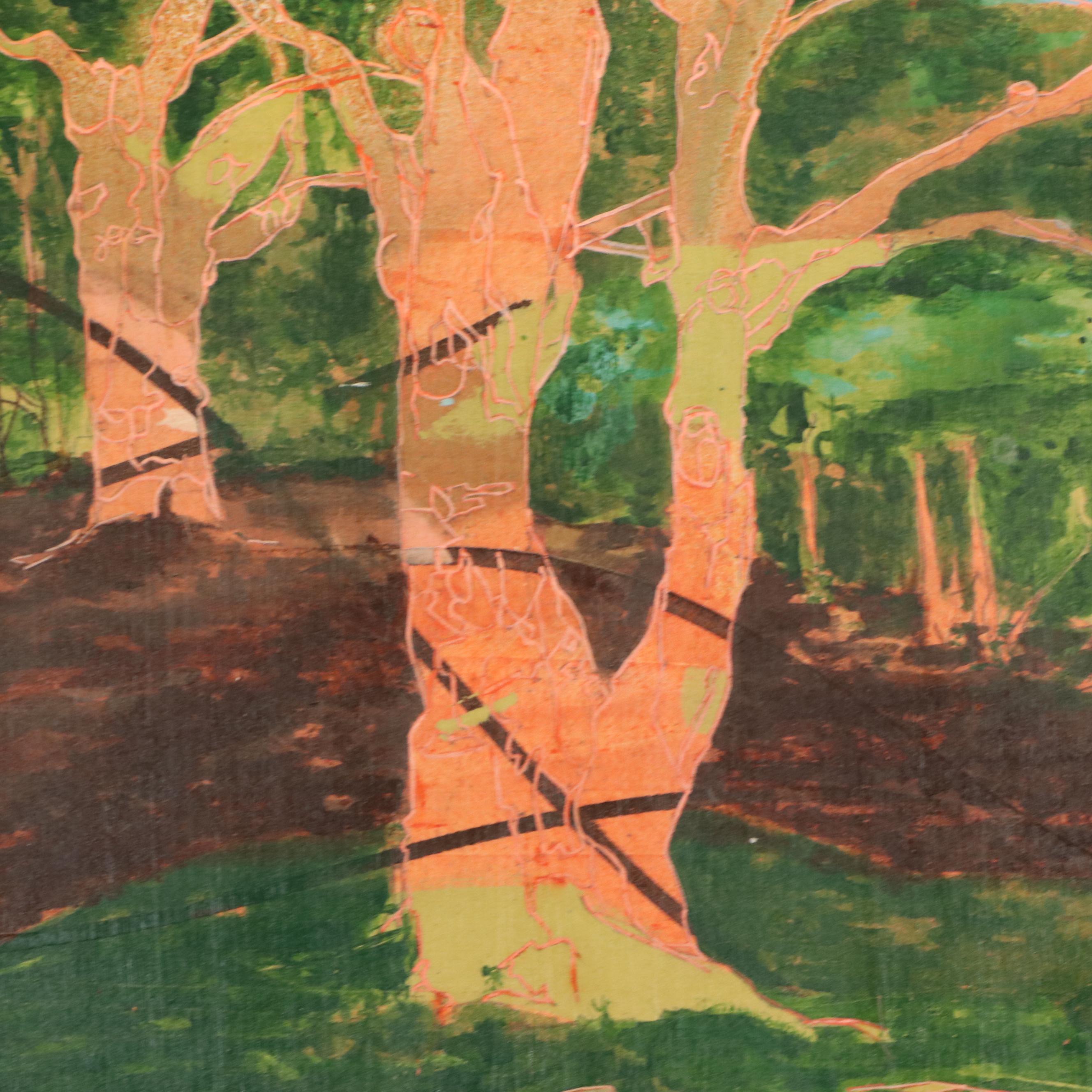 Expressionist Oil Painting of Woodland Interior, 2002