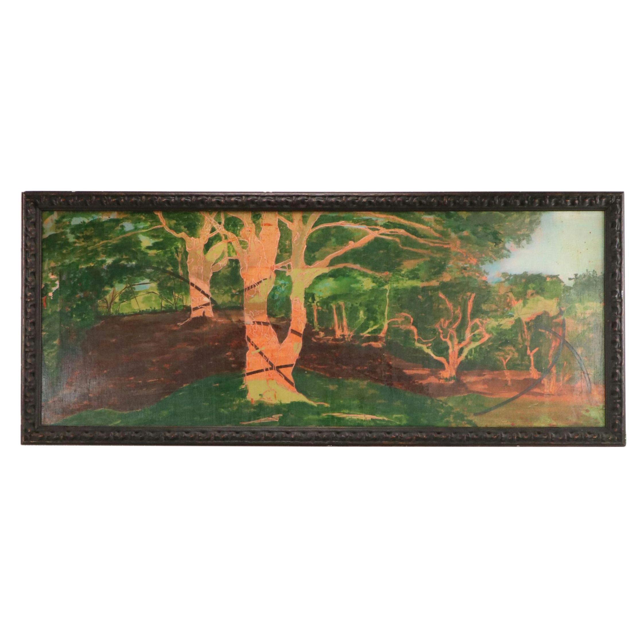 Expressionist Oil Painting of Woodland Interior, 2002