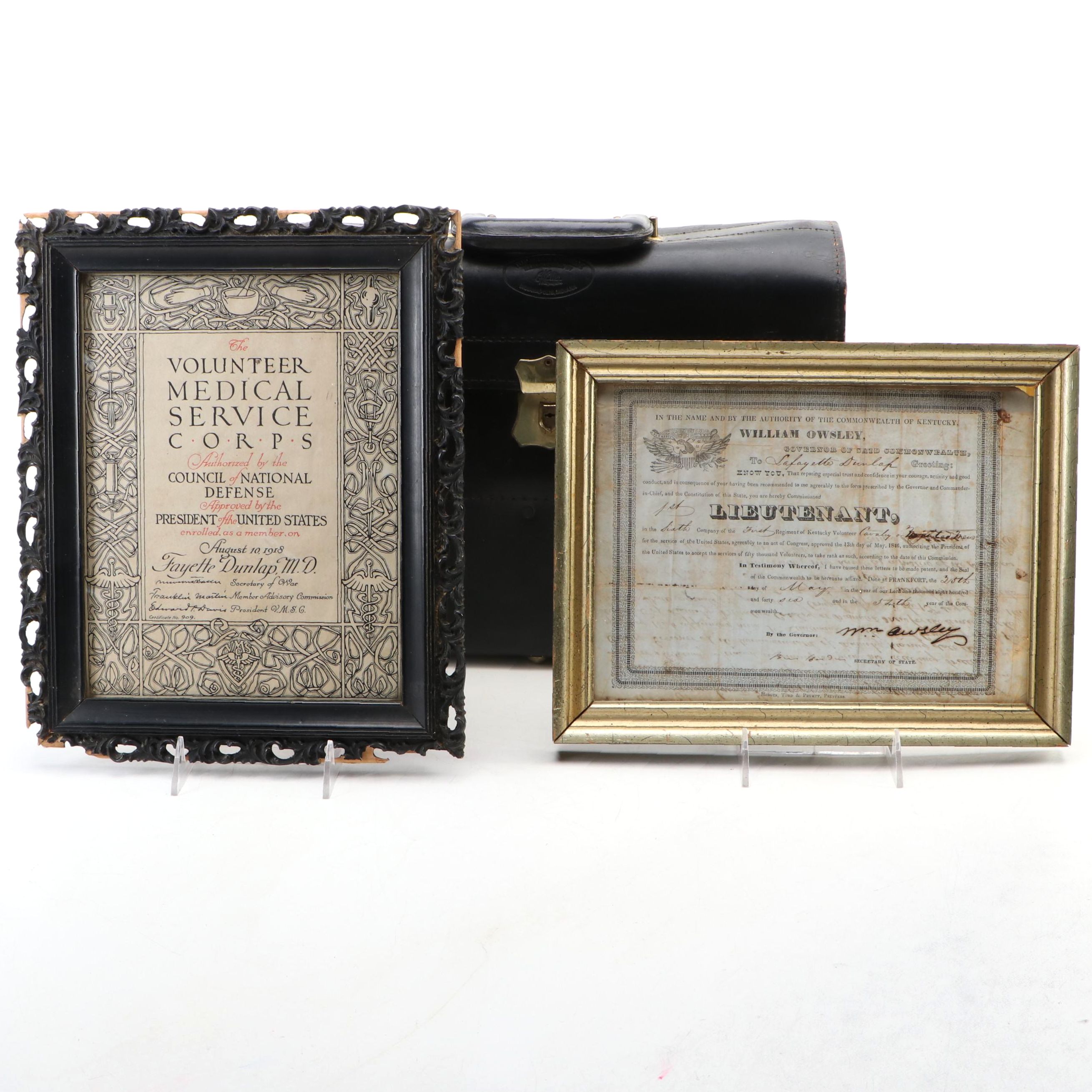 Mexican-American War and World War I Era Military Documents with Leather Case