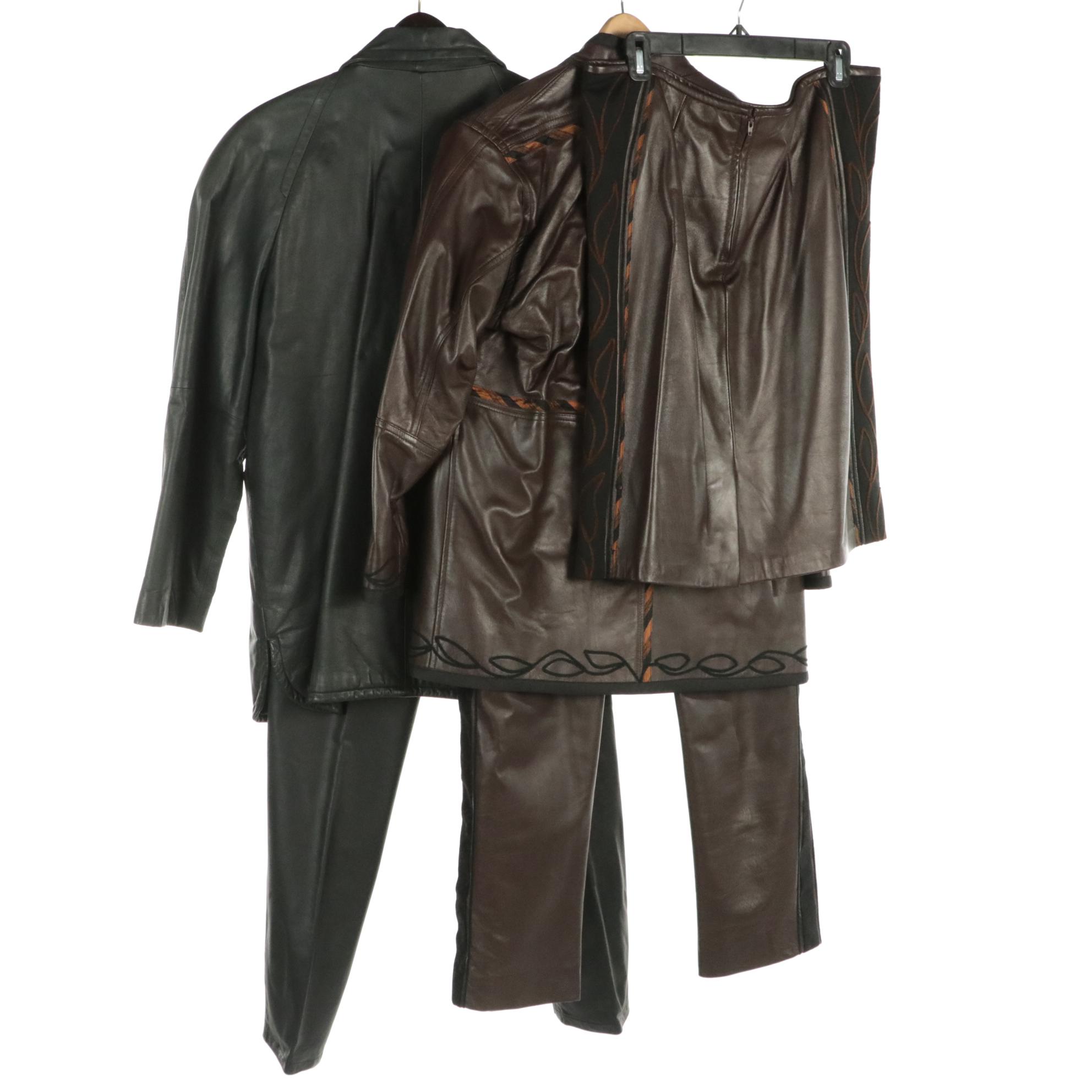 Nora Noh Leather Pant Suit and Julio César Leather Pant/Skirt Suit