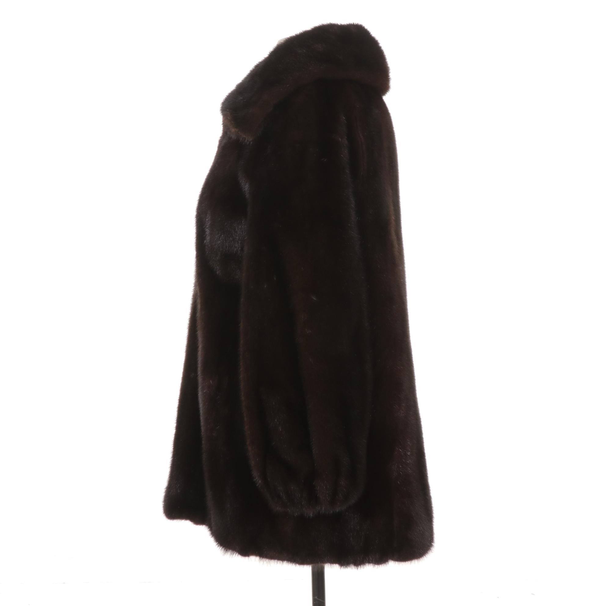 Zip-Front Mink Fur Jacket with Shirred Balloon Sleeves by Victor/Sacks