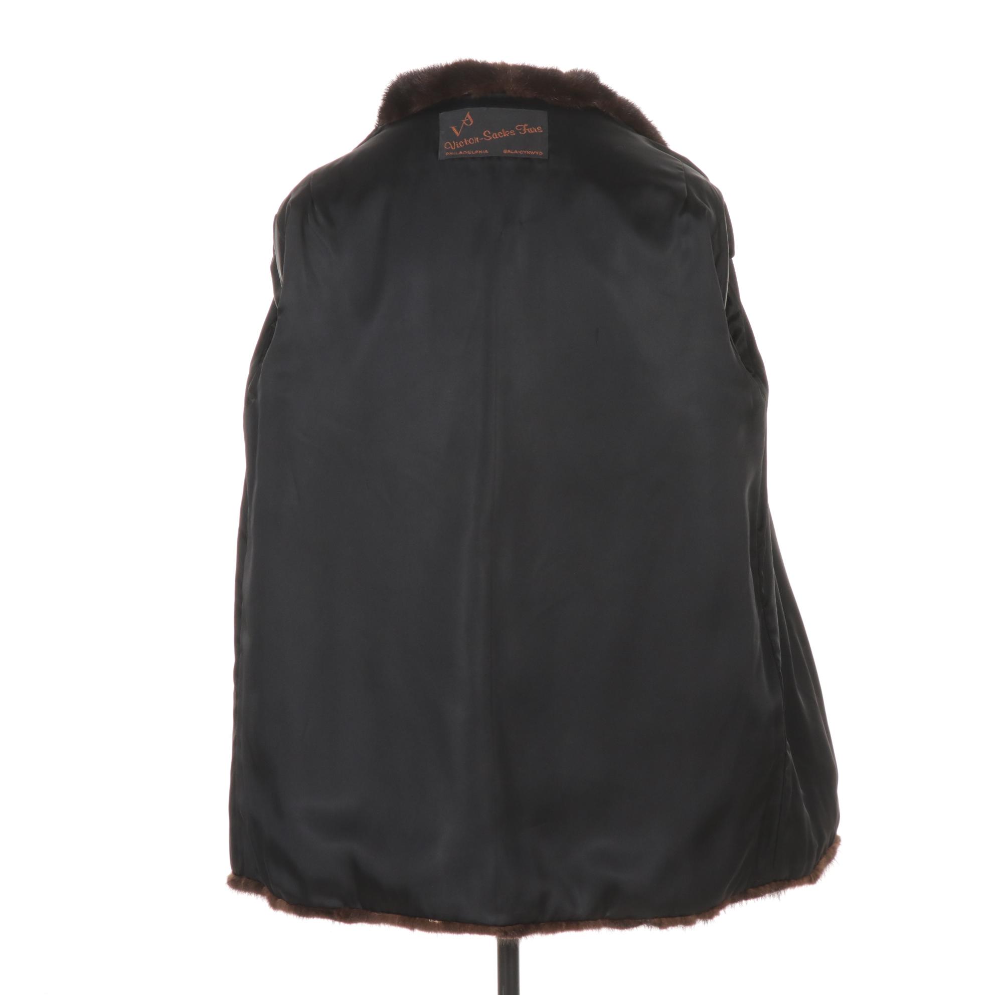 Zip-Front Mink Fur Jacket with Shirred Balloon Sleeves by Victor/Sacks