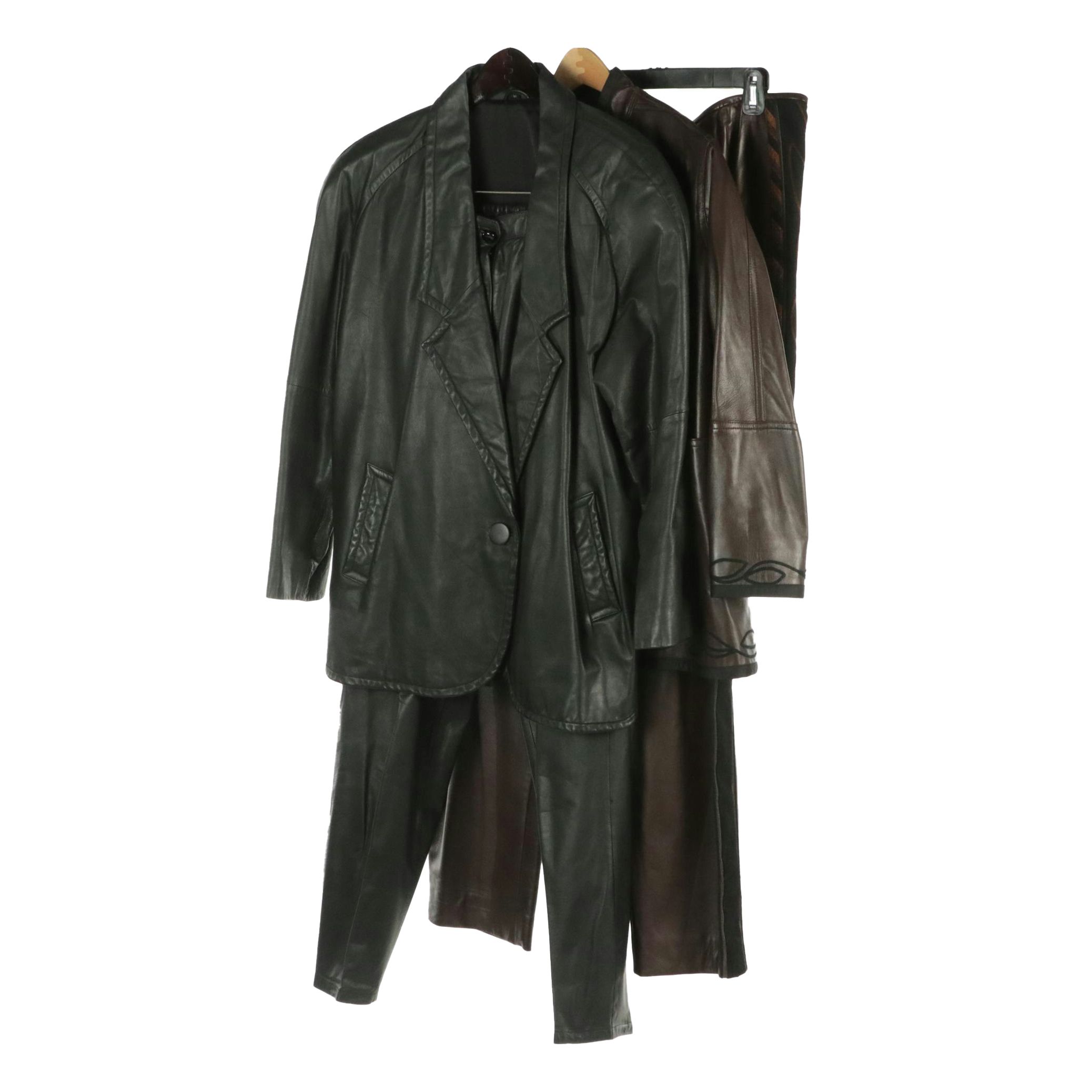 Nora Noh Leather Pant Suit and Julio César Leather Pant/Skirt Suit