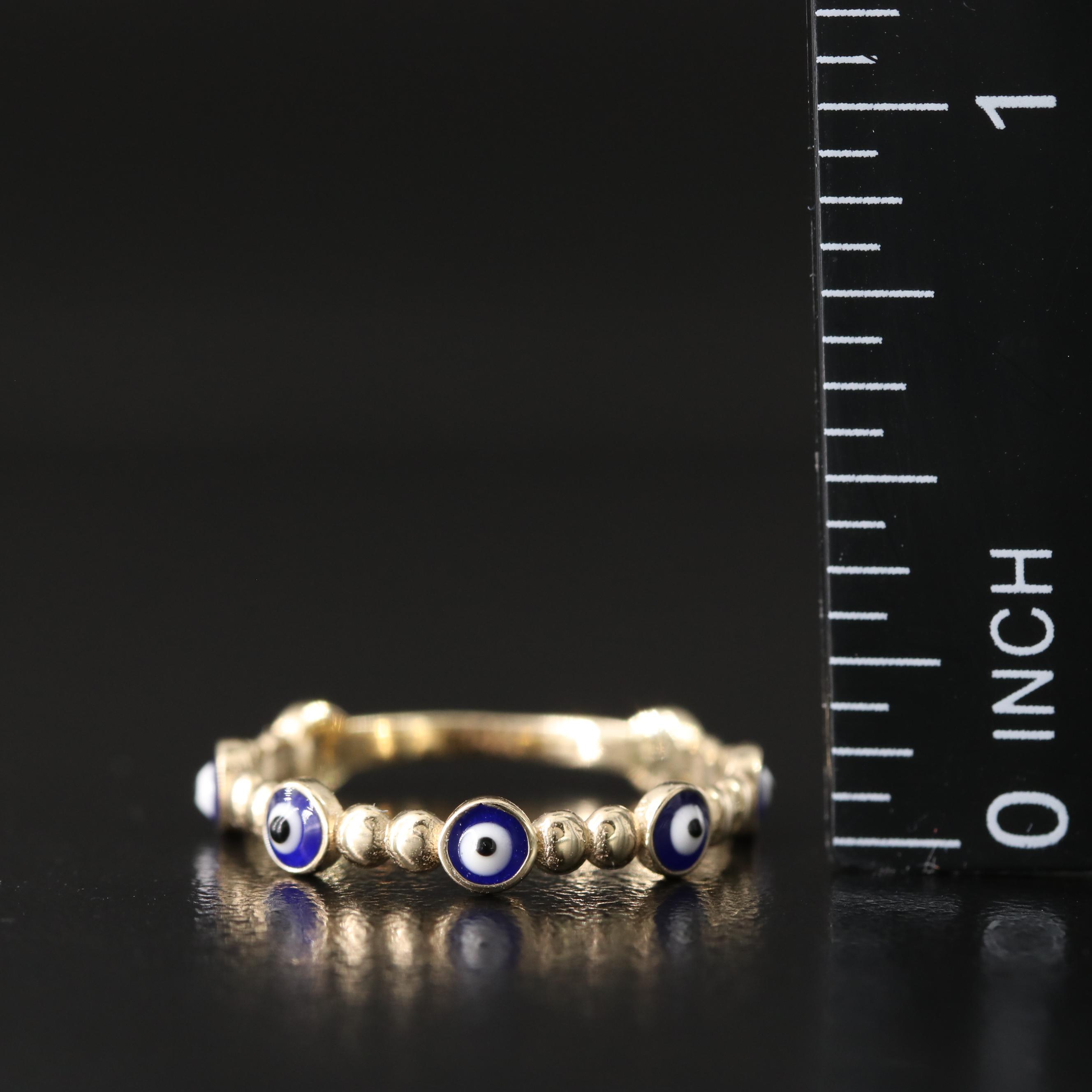 14K Enamel Evil Eye Band