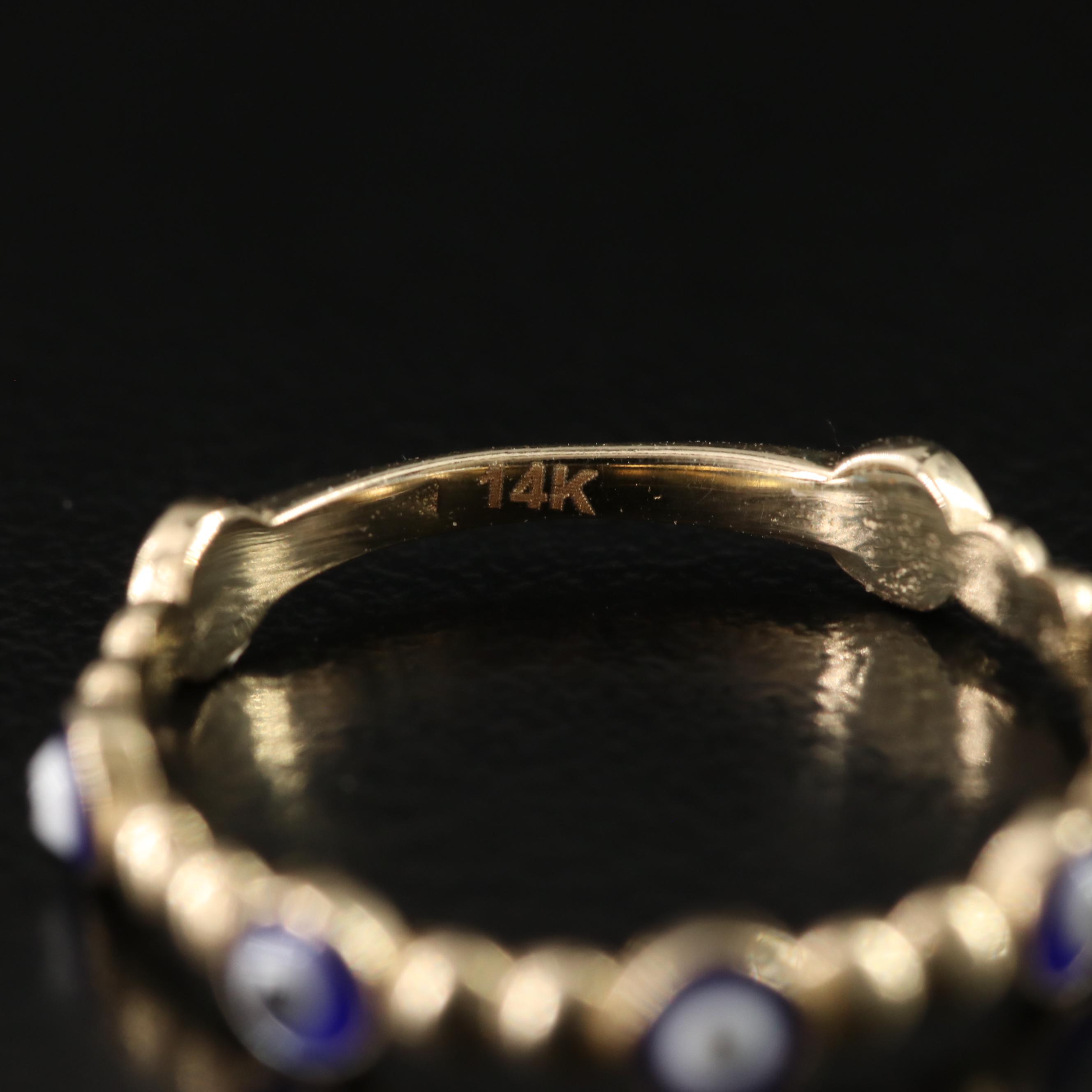 14K Enamel Evil Eye Band