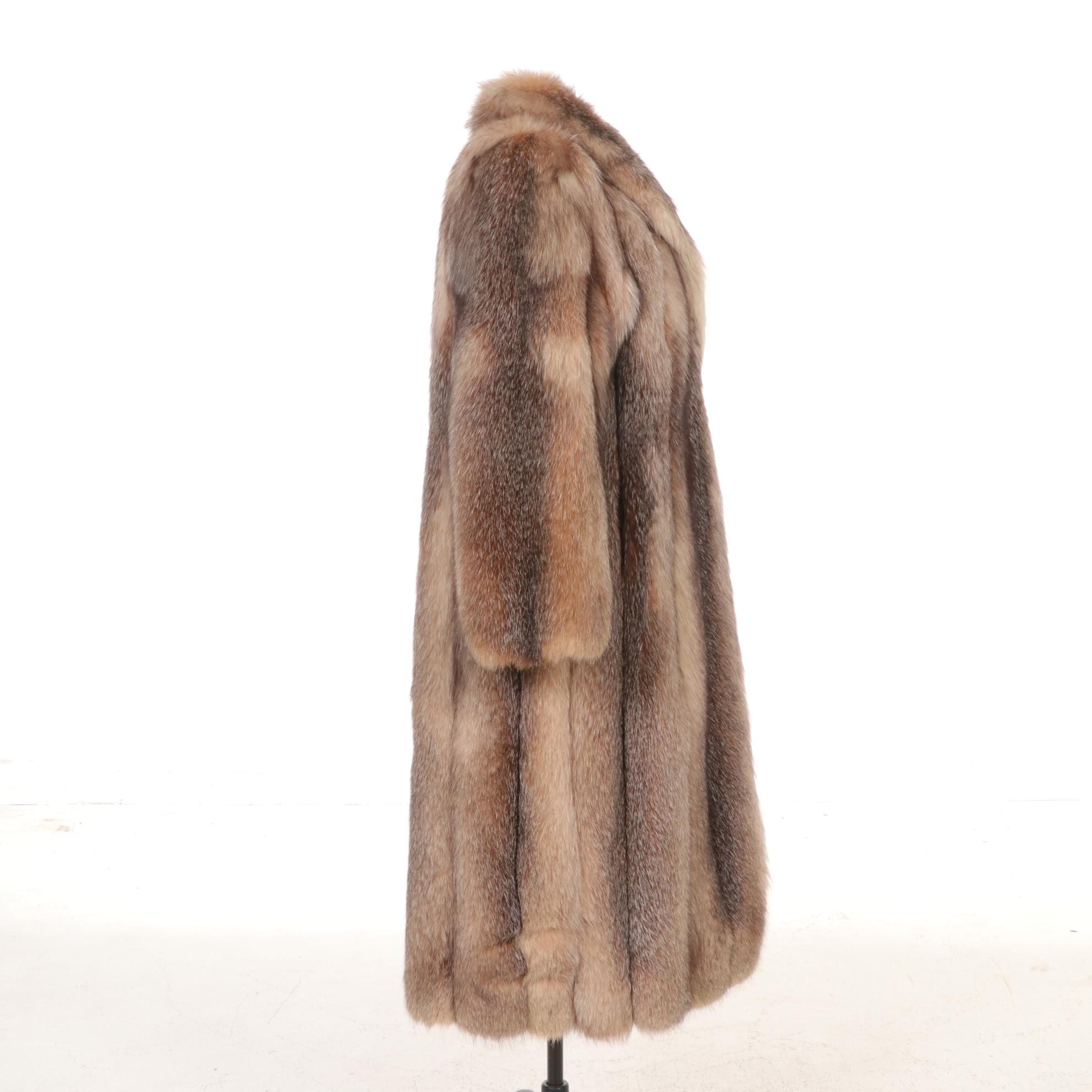 Crystal Fox Fur Ankle Length Coat