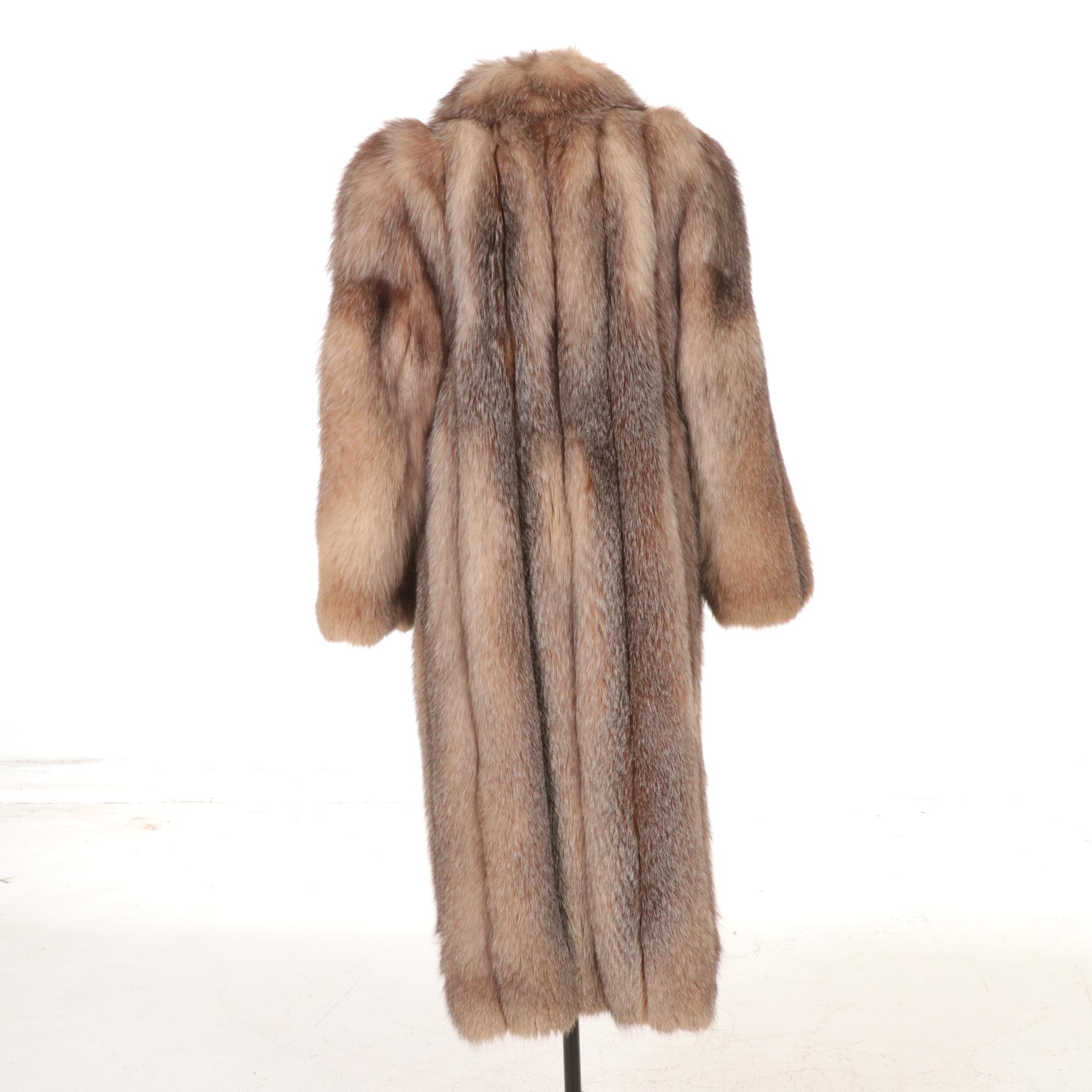 Crystal Fox Fur Ankle Length Coat