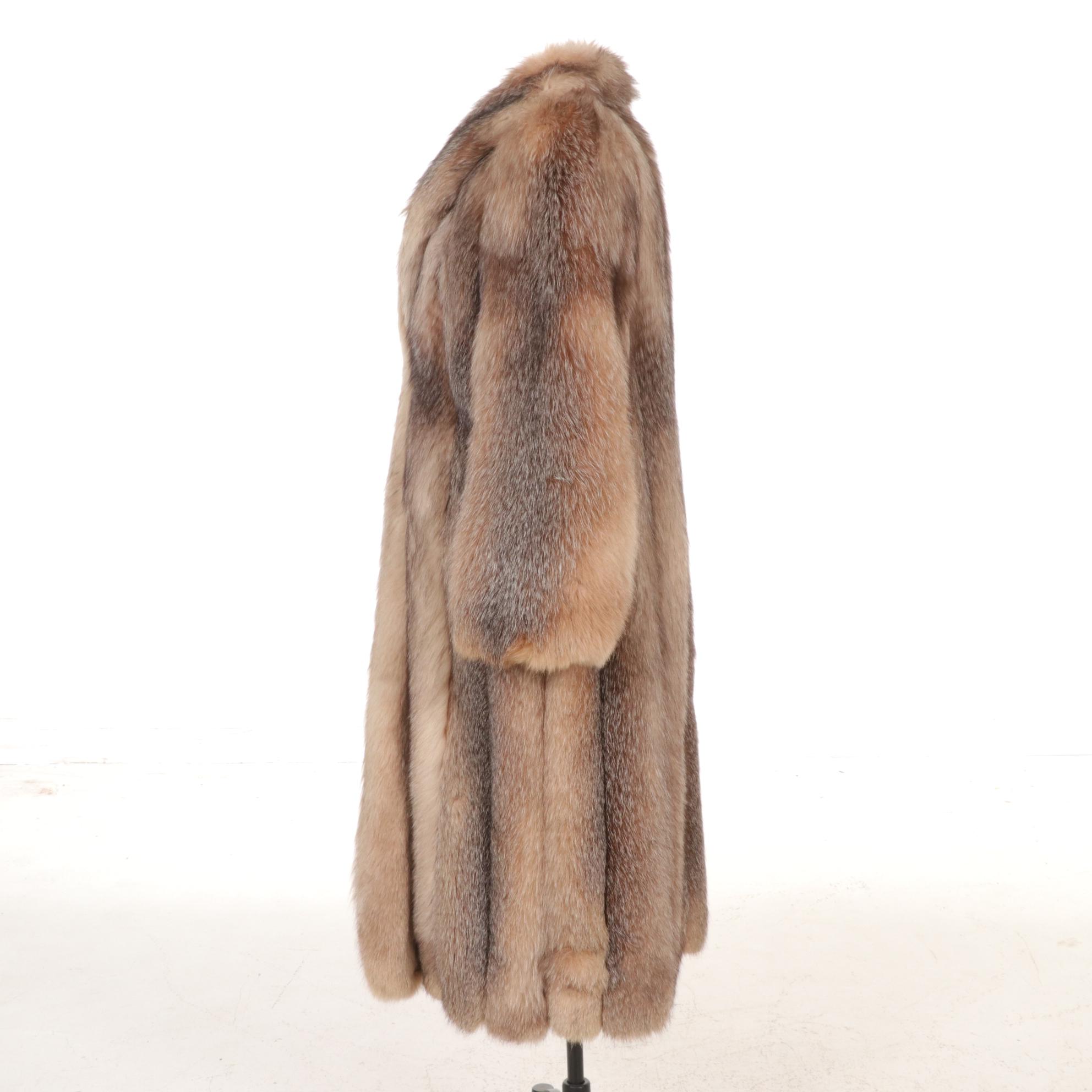 Crystal Fox Fur Ankle Length Coat