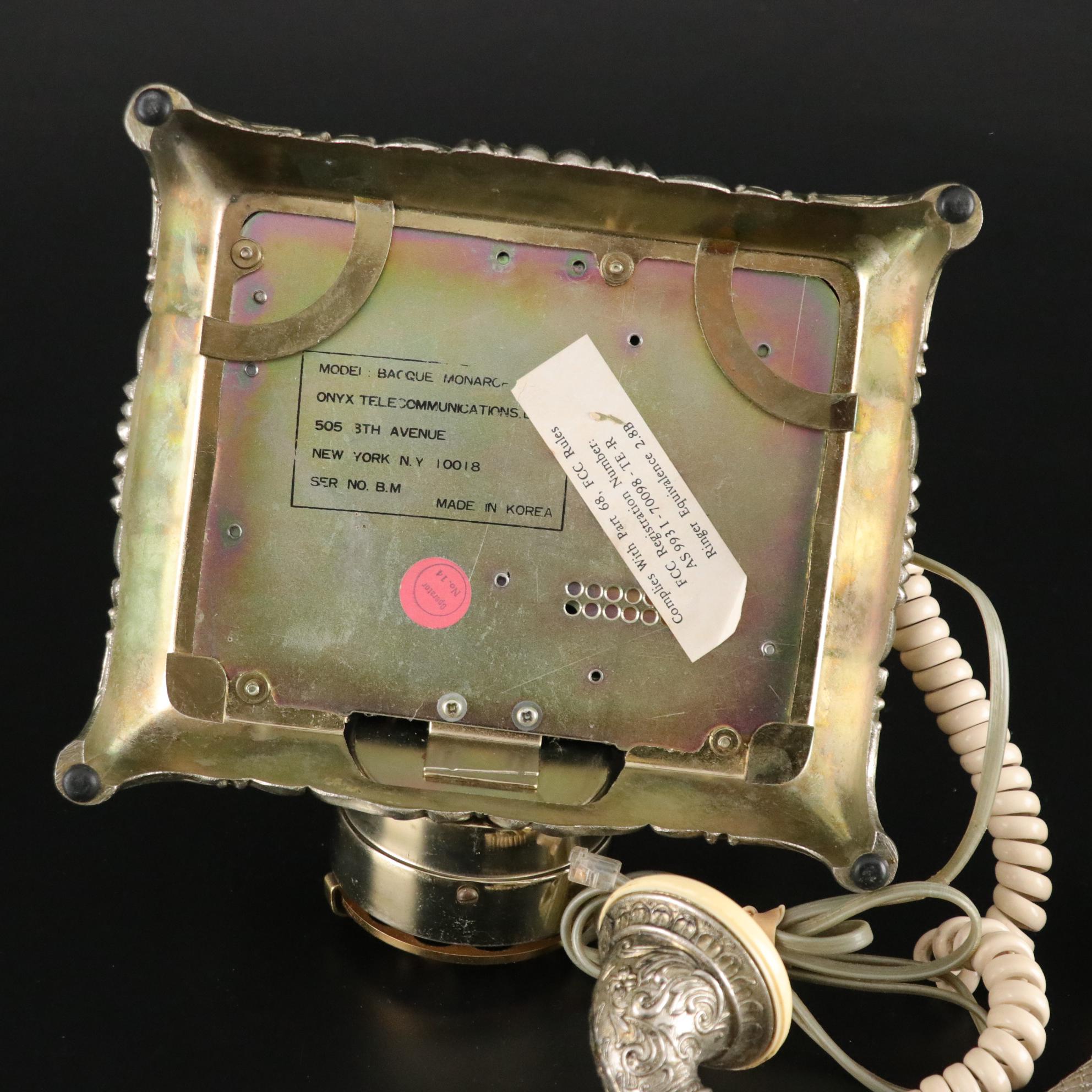 Onyx "Baroque Monarch" French Boudoir Style Rotary Telephone with Floral Motif