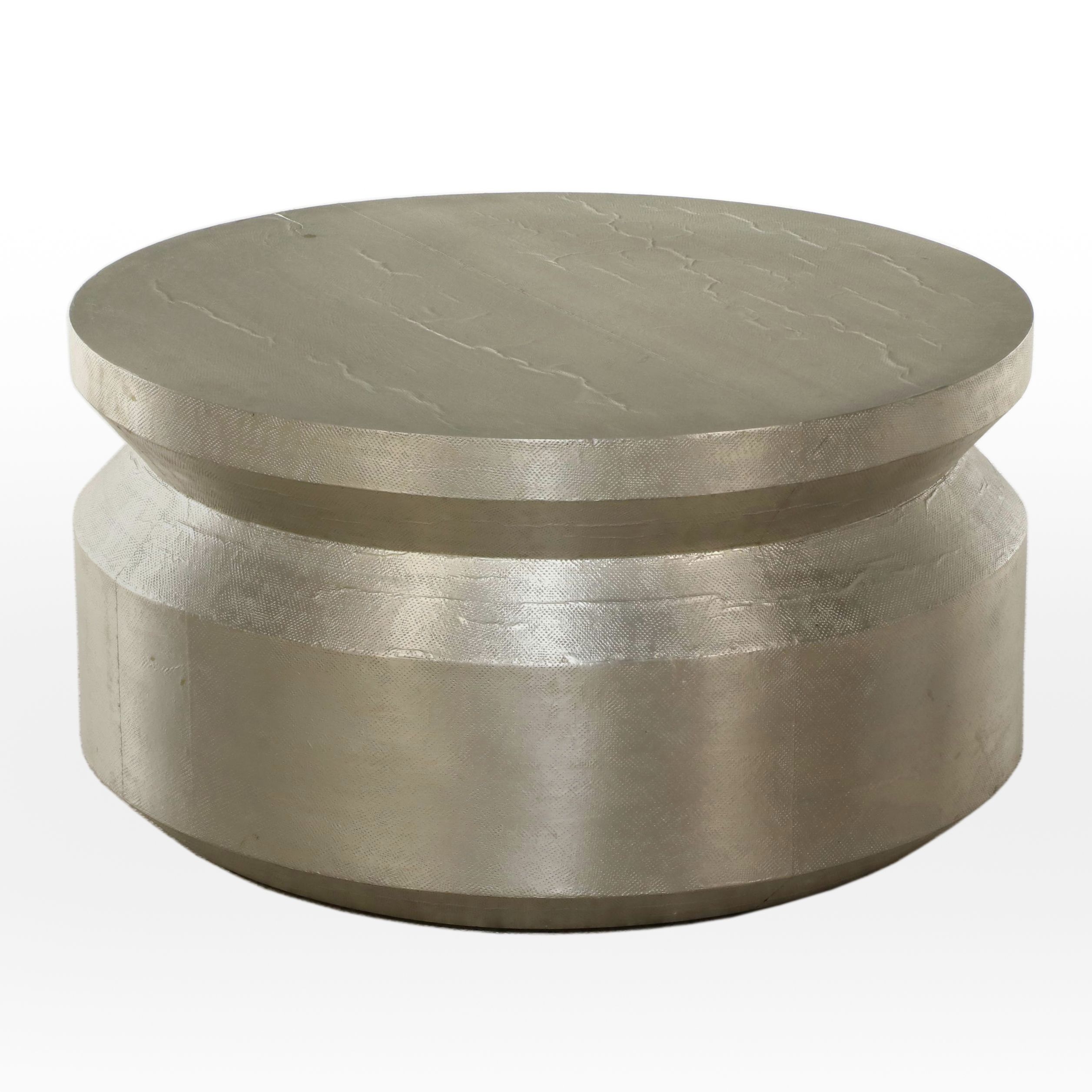 West Elm "Accordion" Metal-Wrapped and Hand-Hammered Coffee Table