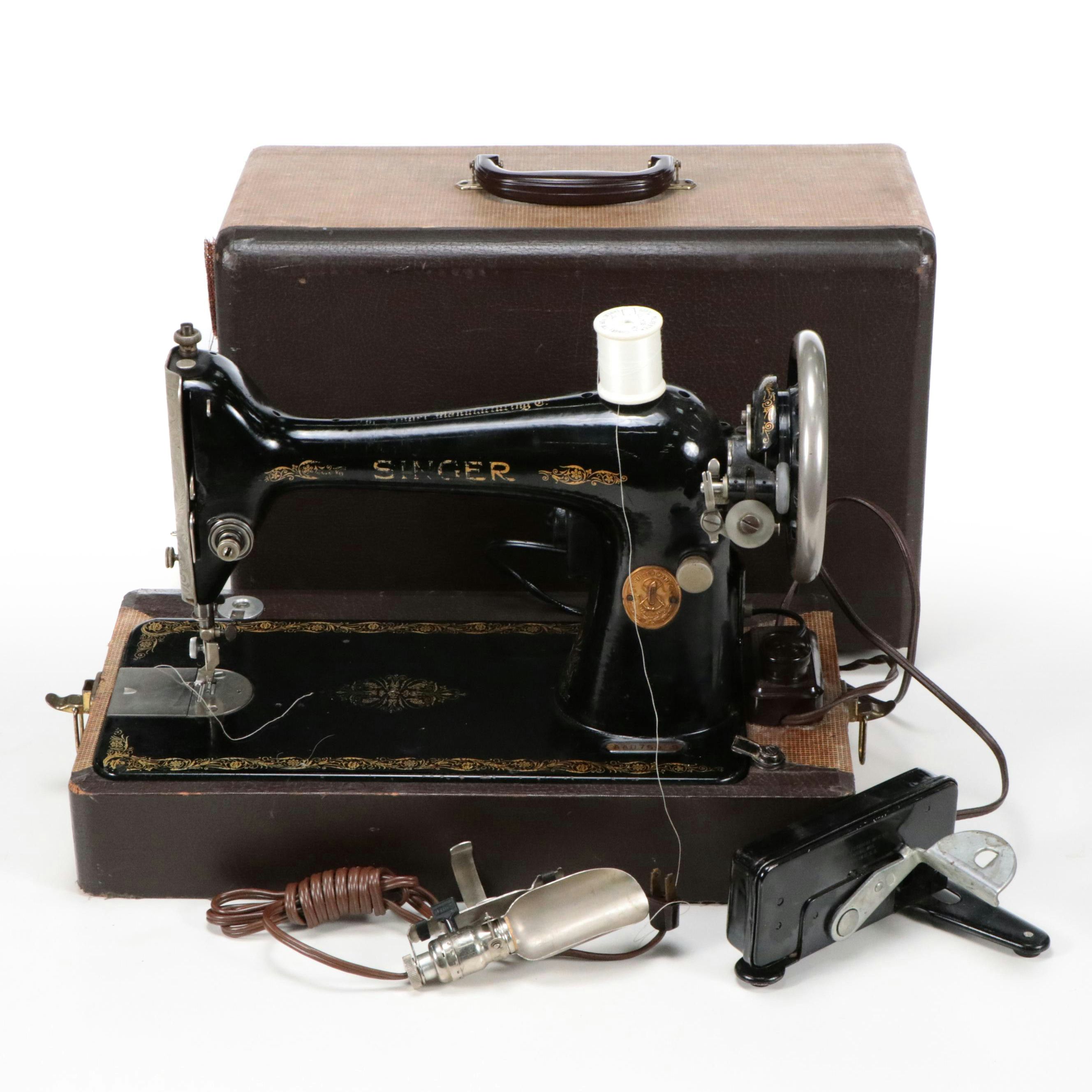 Singer Electric/Standard Sewing Machine with Case, 1926