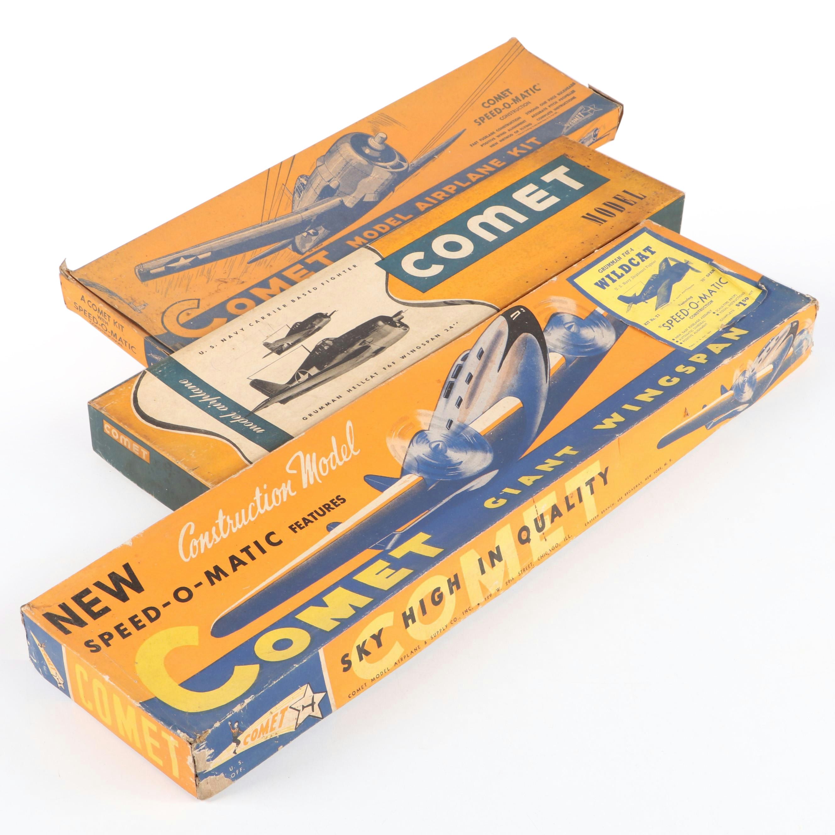 Comet "Grumman F4F-4 Wildcat" and "Hellcat" Airplane Model Kits, Mid-20th C.
