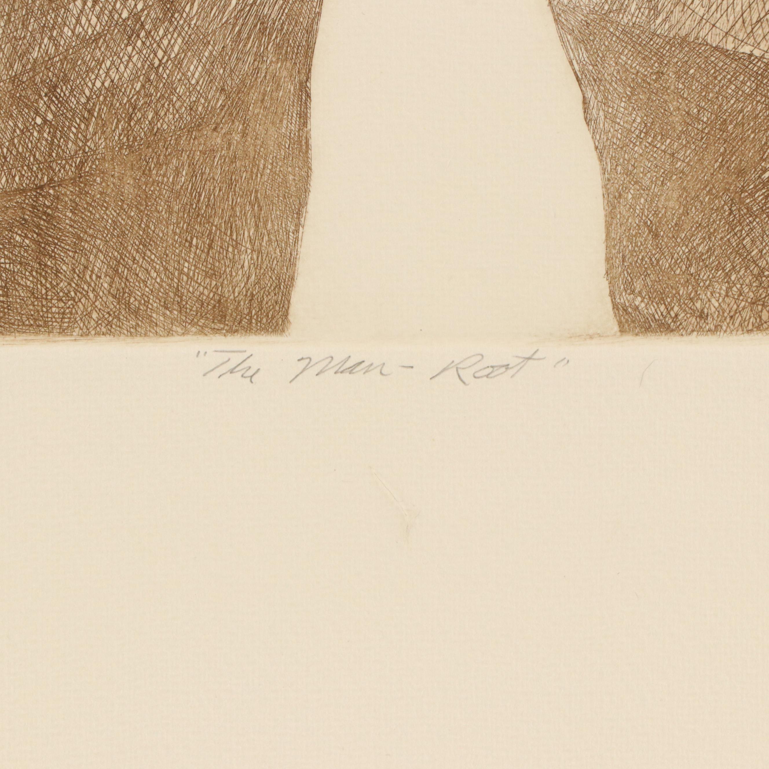 Brian A. McCall Diptych Etching "The Man - Root," 1978