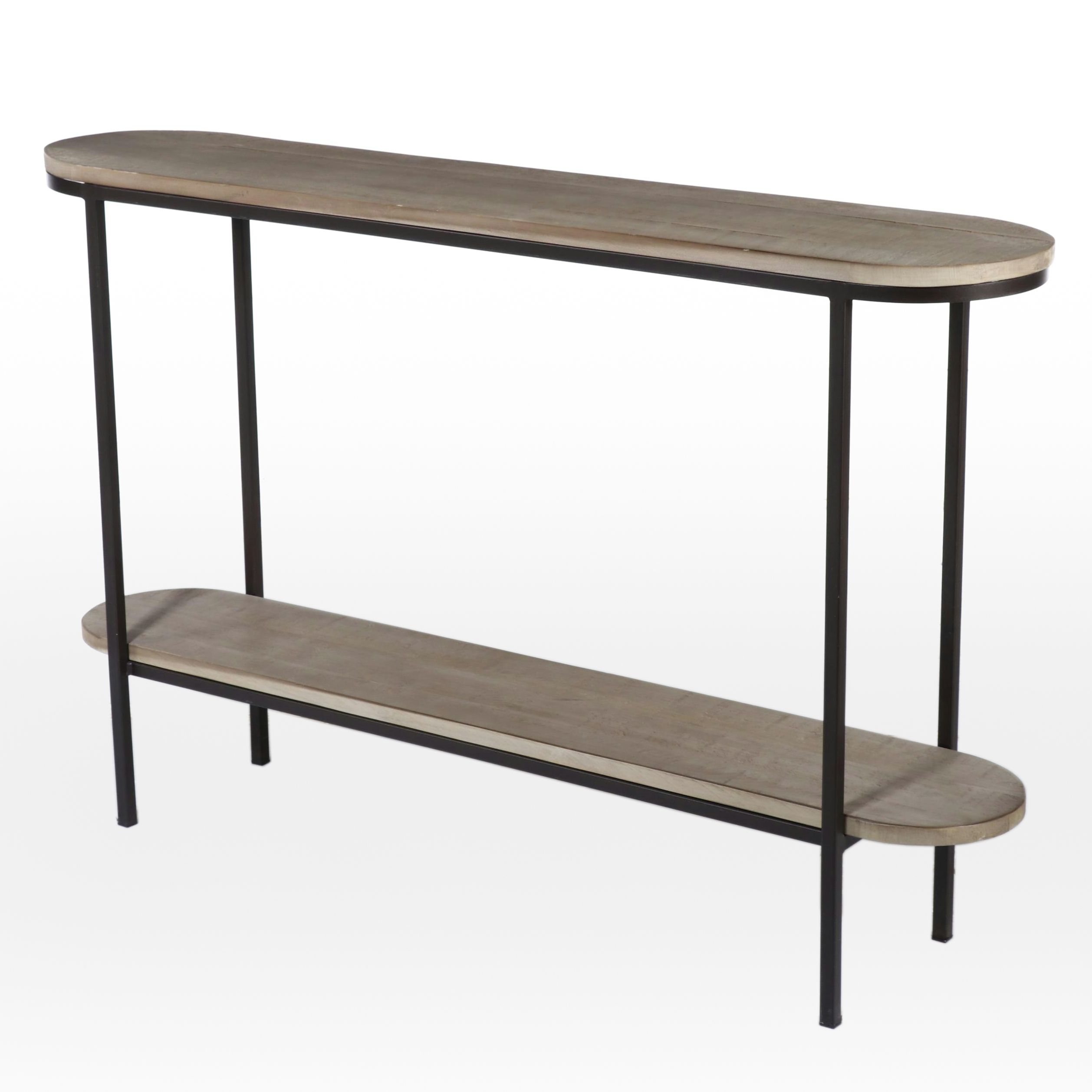 Contemporary Industrial Style Console Table with Stretcher Shelf
