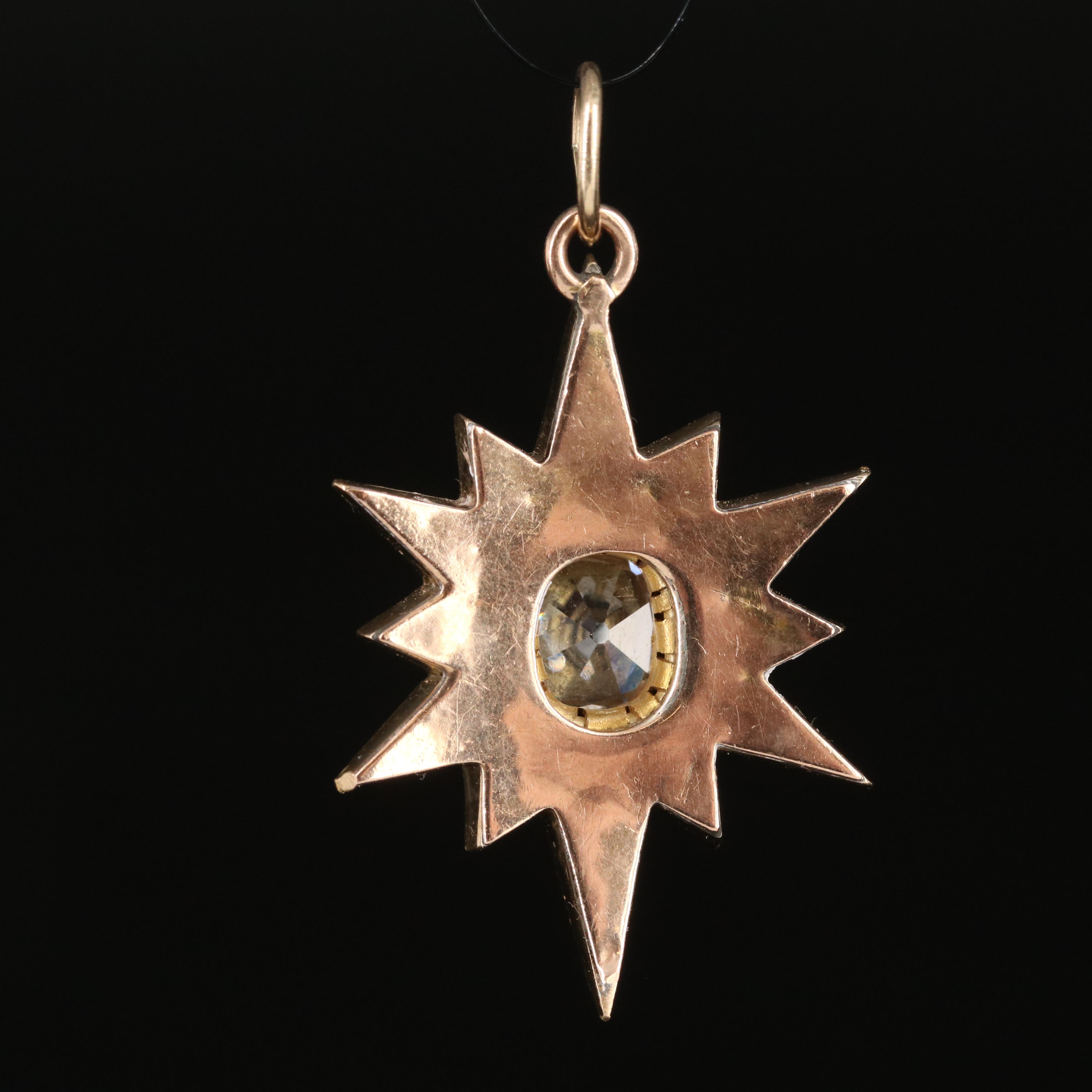 Antique 14K 1.83 CTW Diamond and Enamel Celestial Pendant