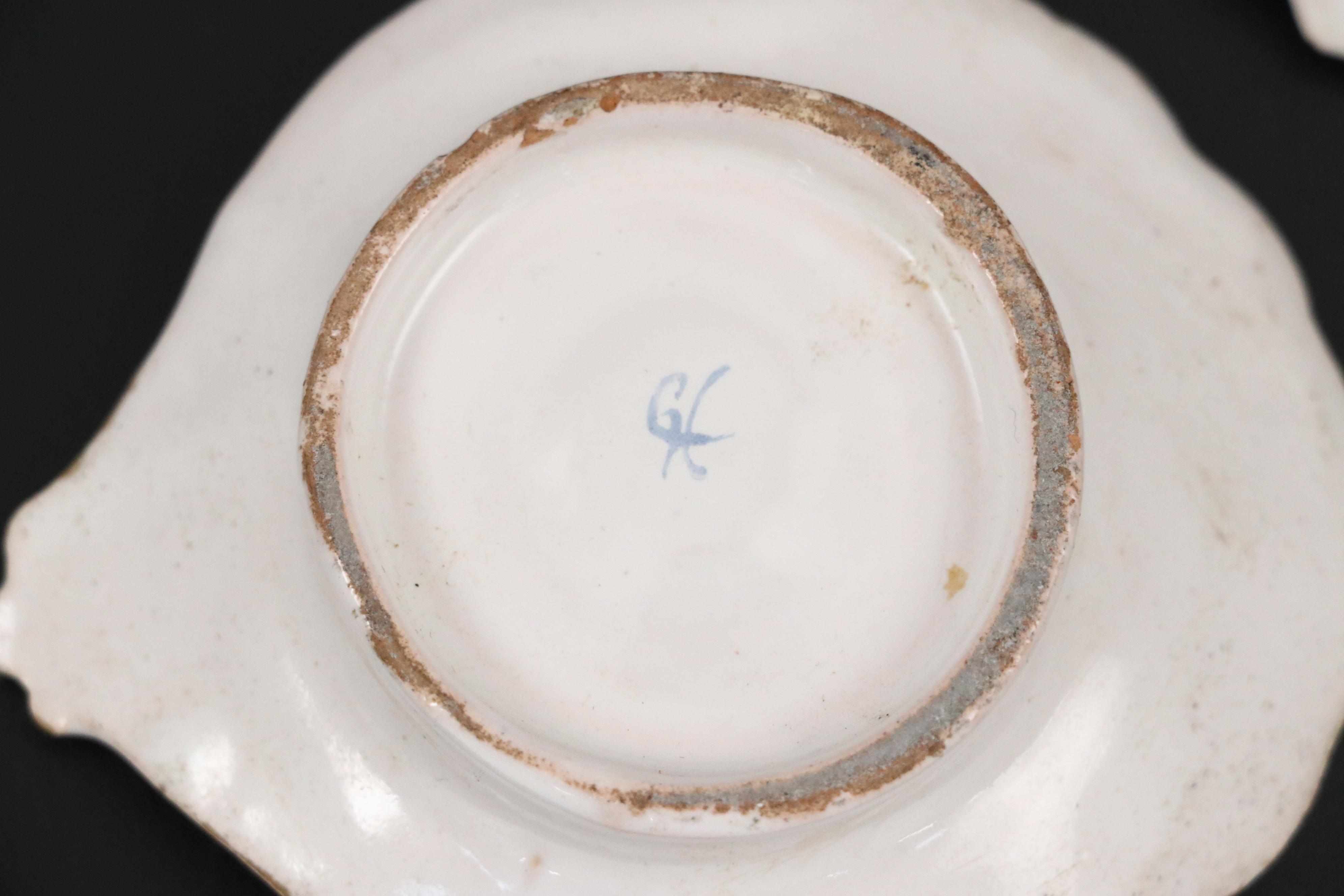 Antique Luneville French Egg Cups, Dishes and Utensil Rest