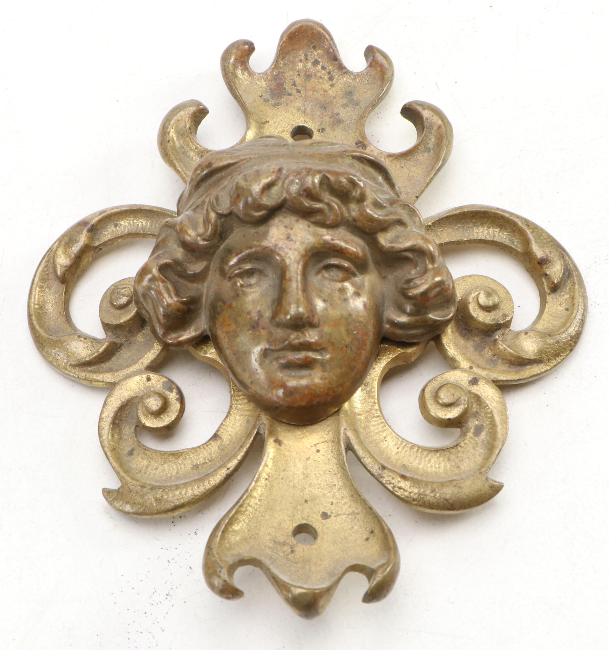 Art Nouveau Style Brass Wall Ornaments with Israel Museum Menorah and Pen Holder