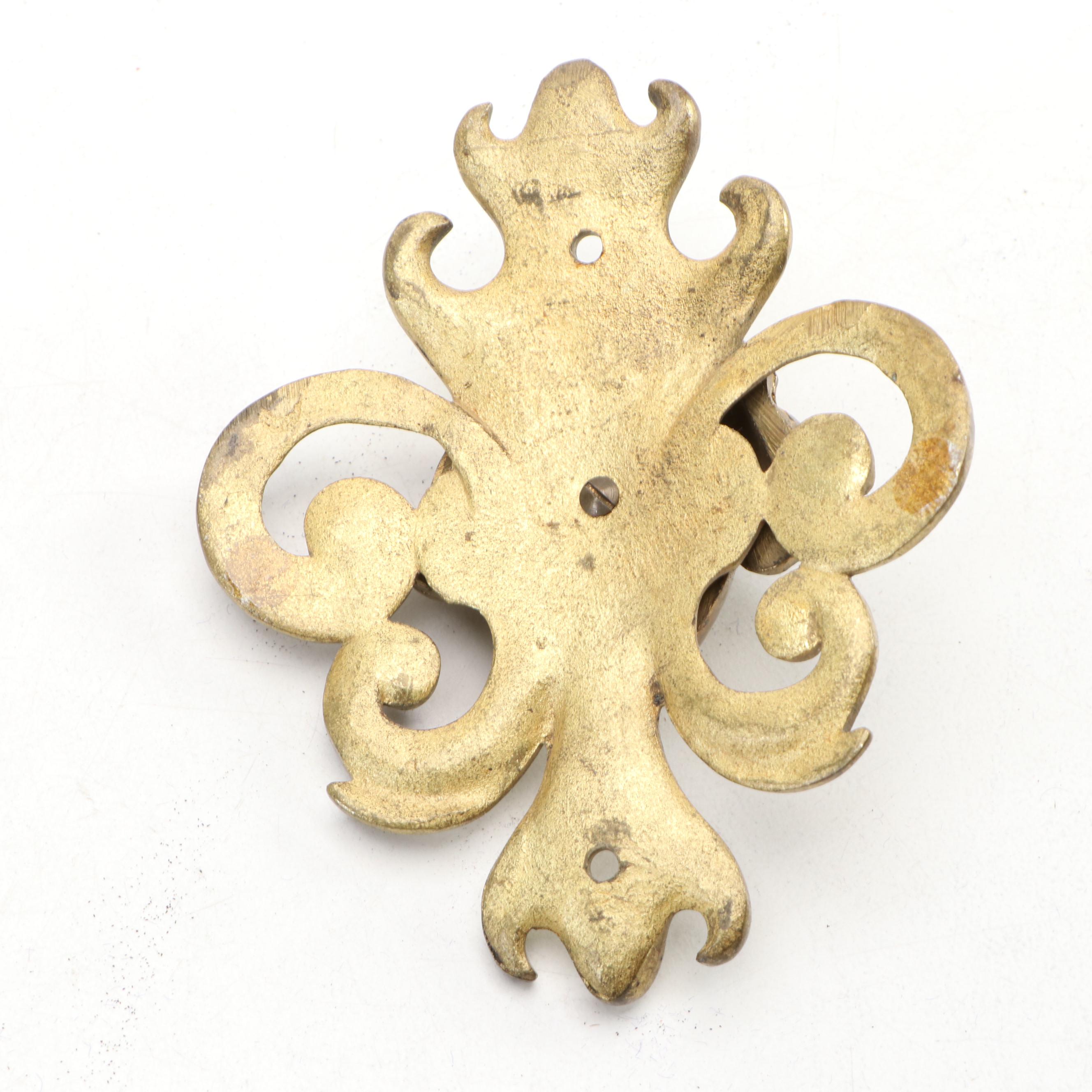 Art Nouveau Style Brass Wall Ornaments with Israel Museum Menorah and Pen Holder