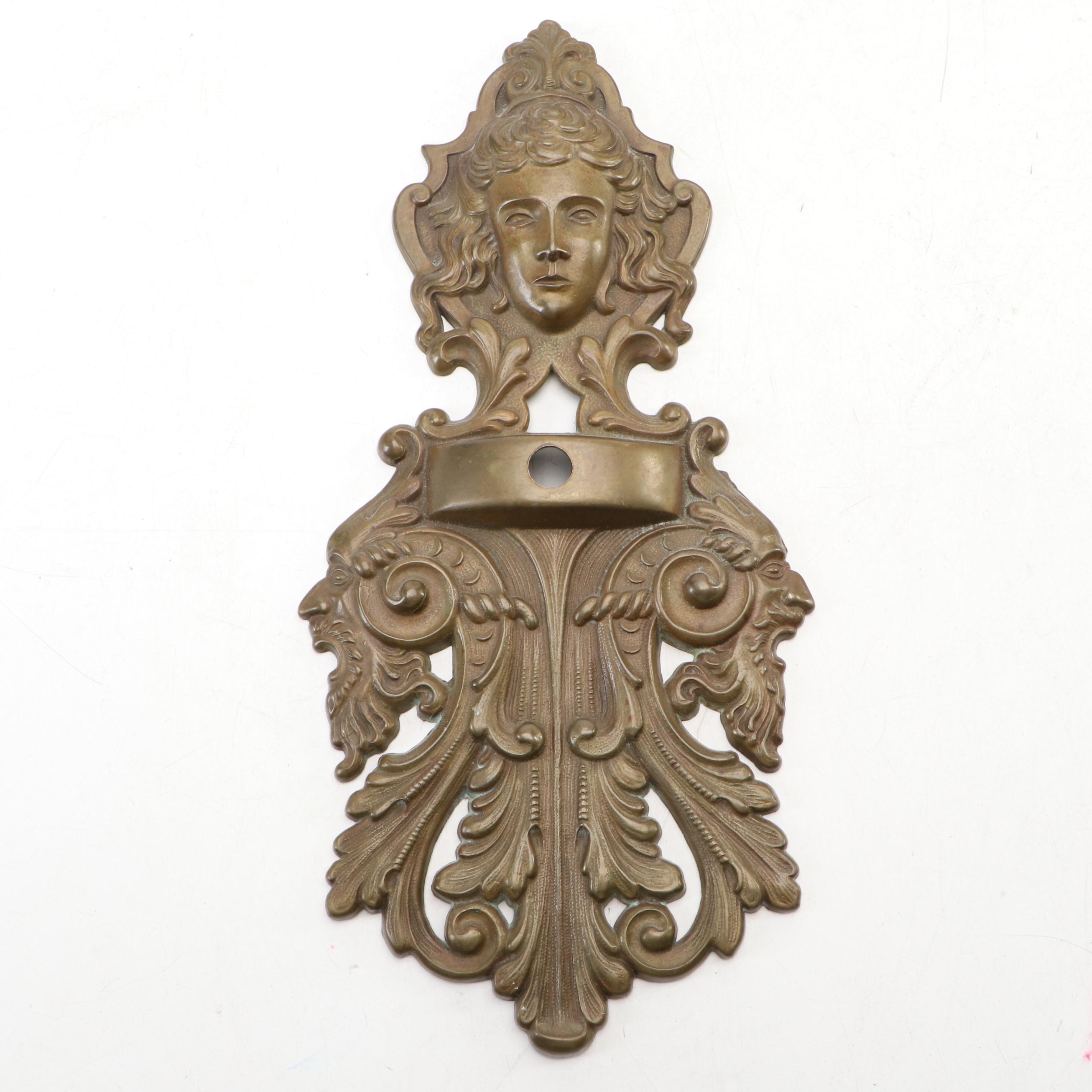 Art Nouveau Style Brass Wall Ornaments with Israel Museum Menorah and Pen Holder
