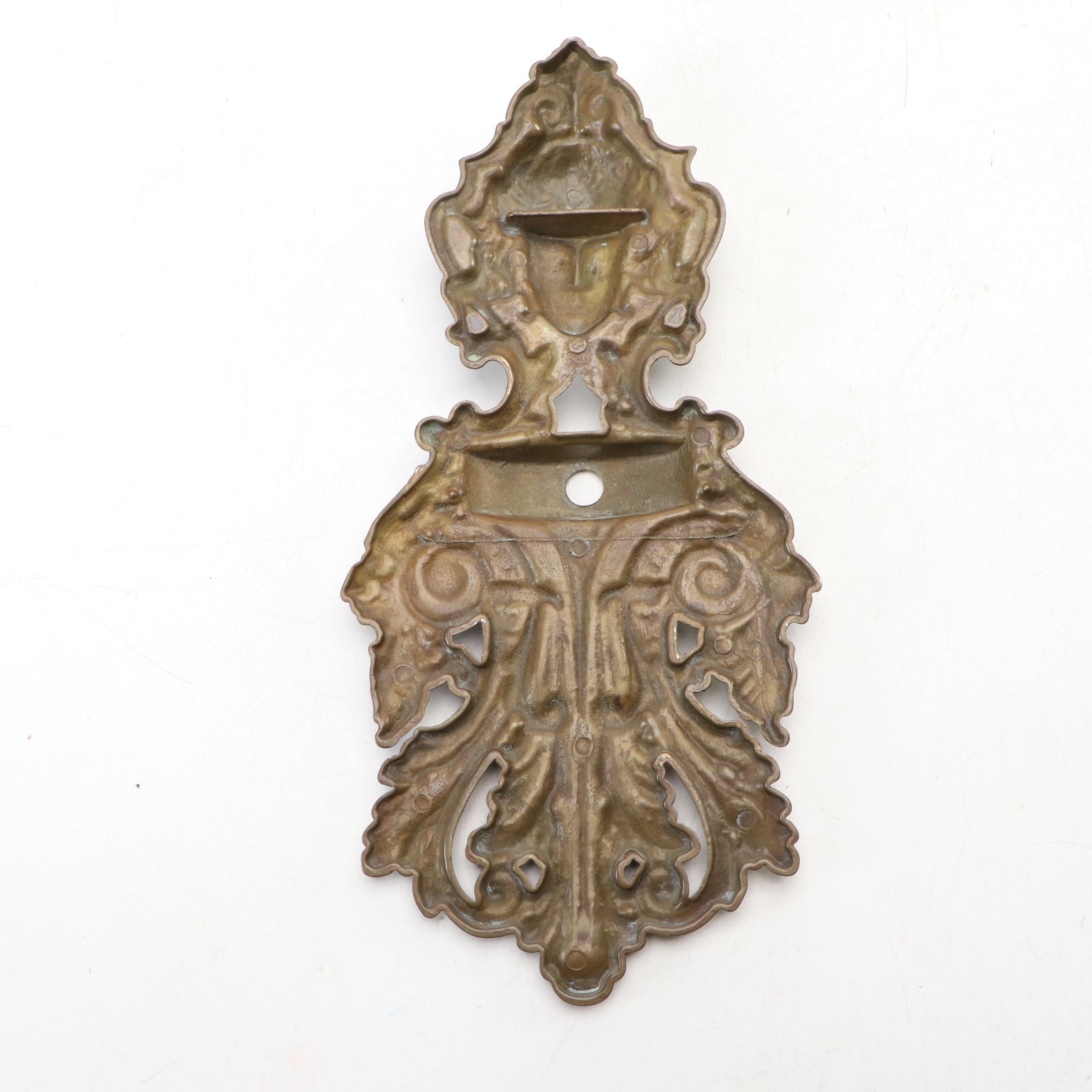 Art Nouveau Style Brass Wall Ornaments with Israel Museum Menorah and Pen Holder