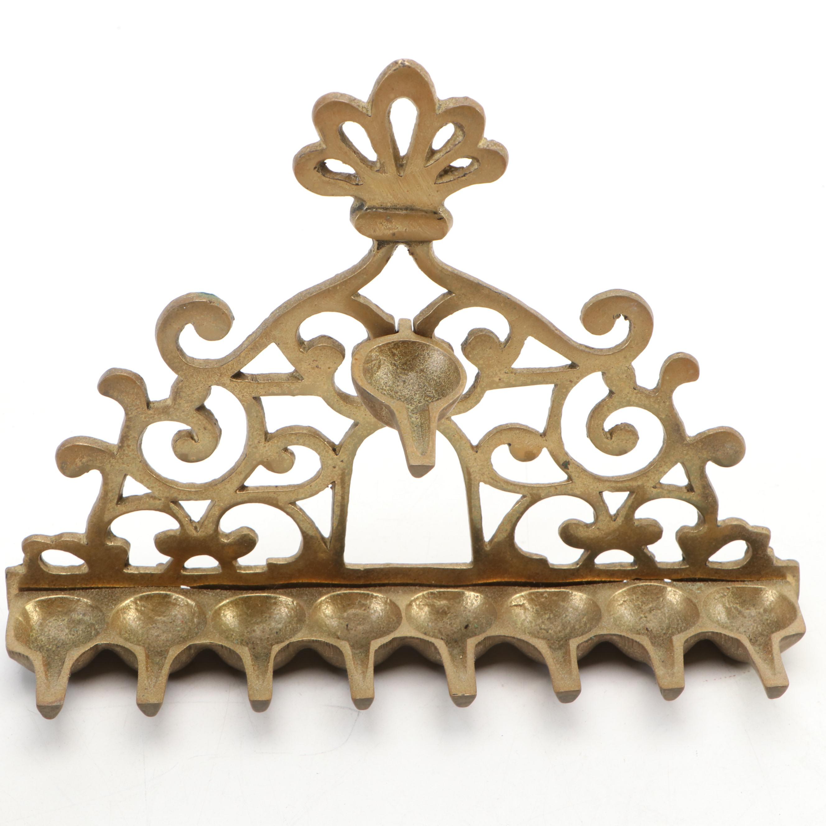 Art Nouveau Style Brass Wall Ornaments with Israel Museum Menorah and Pen Holder