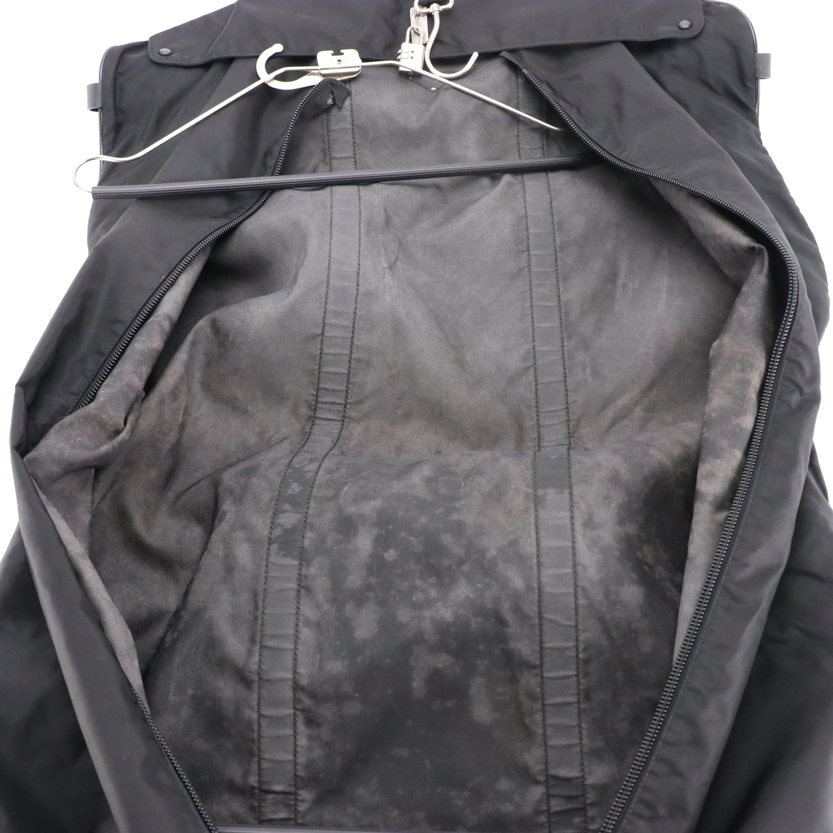 Prada Garment Bag in Black Nylon and Leather