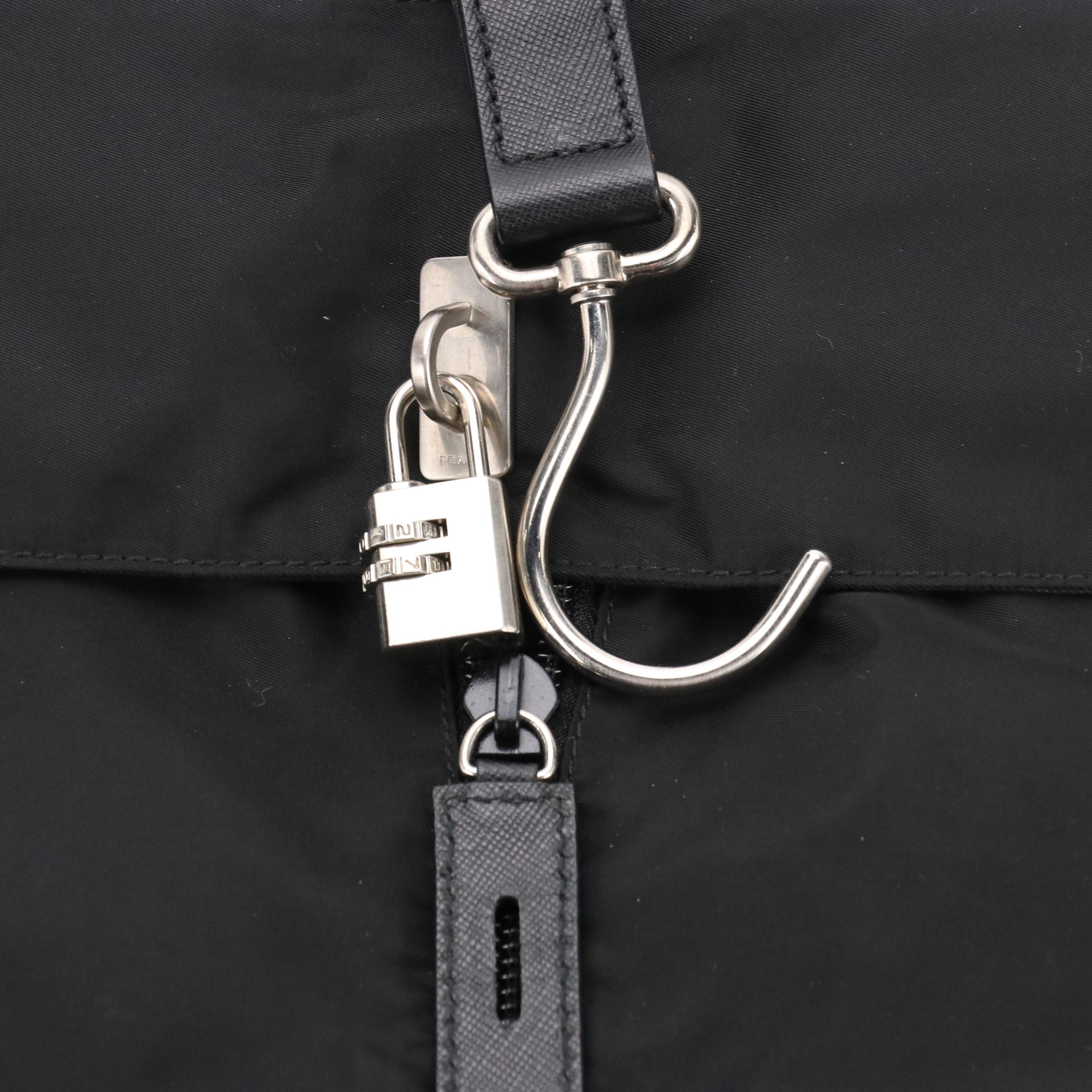Prada Garment Bag in Black Nylon and Leather