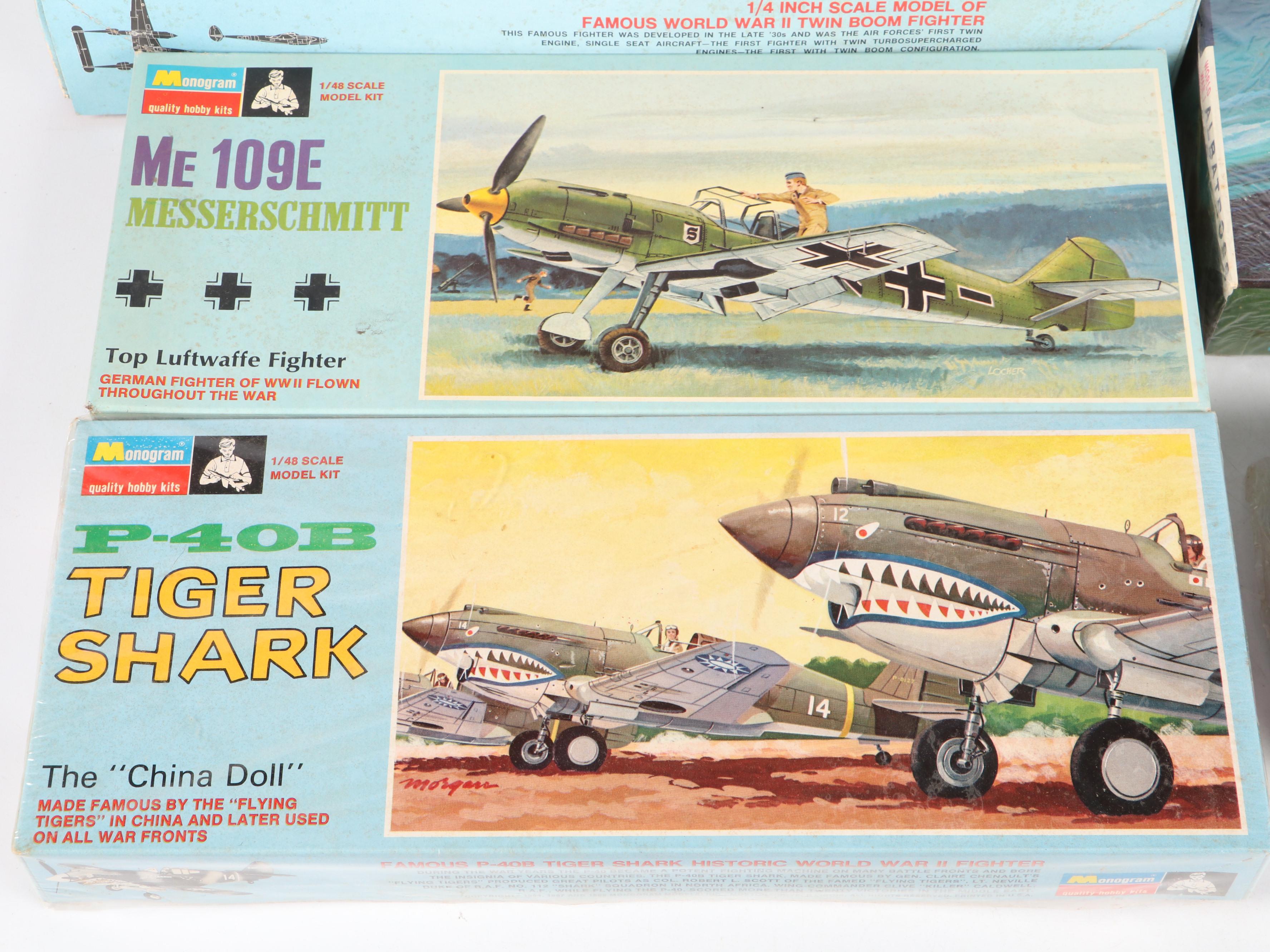 Monogram, Aurora and Lindberg Military Airplane Model Kit Boxes