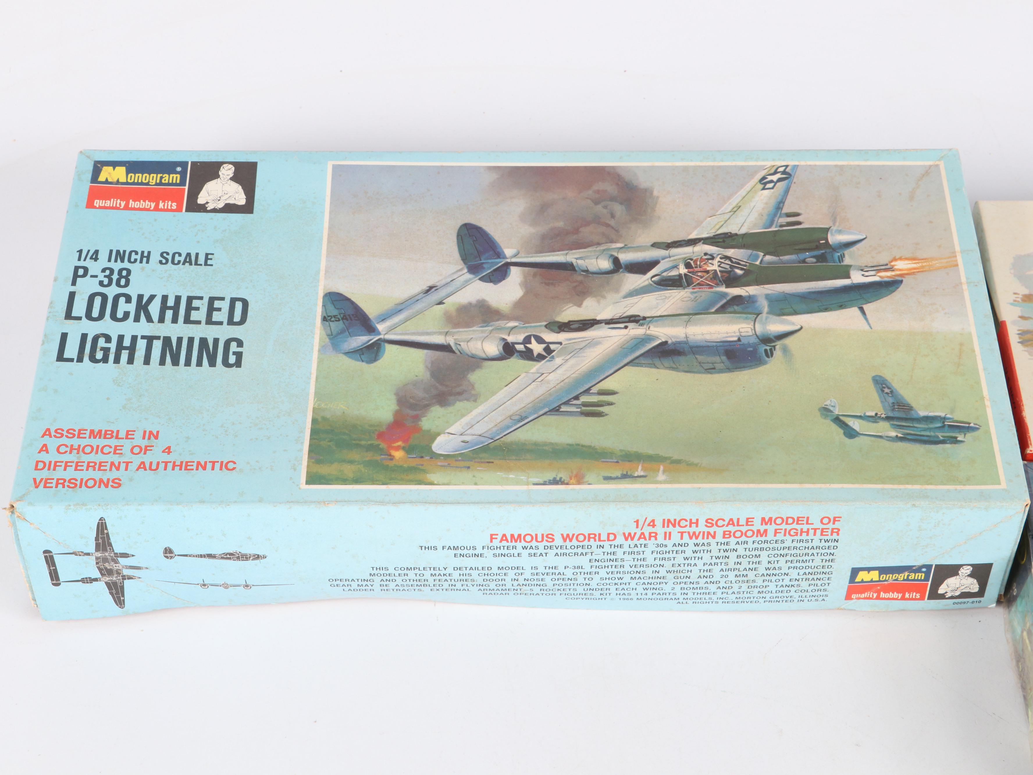 Monogram, Aurora and Lindberg Military Airplane Model Kit Boxes